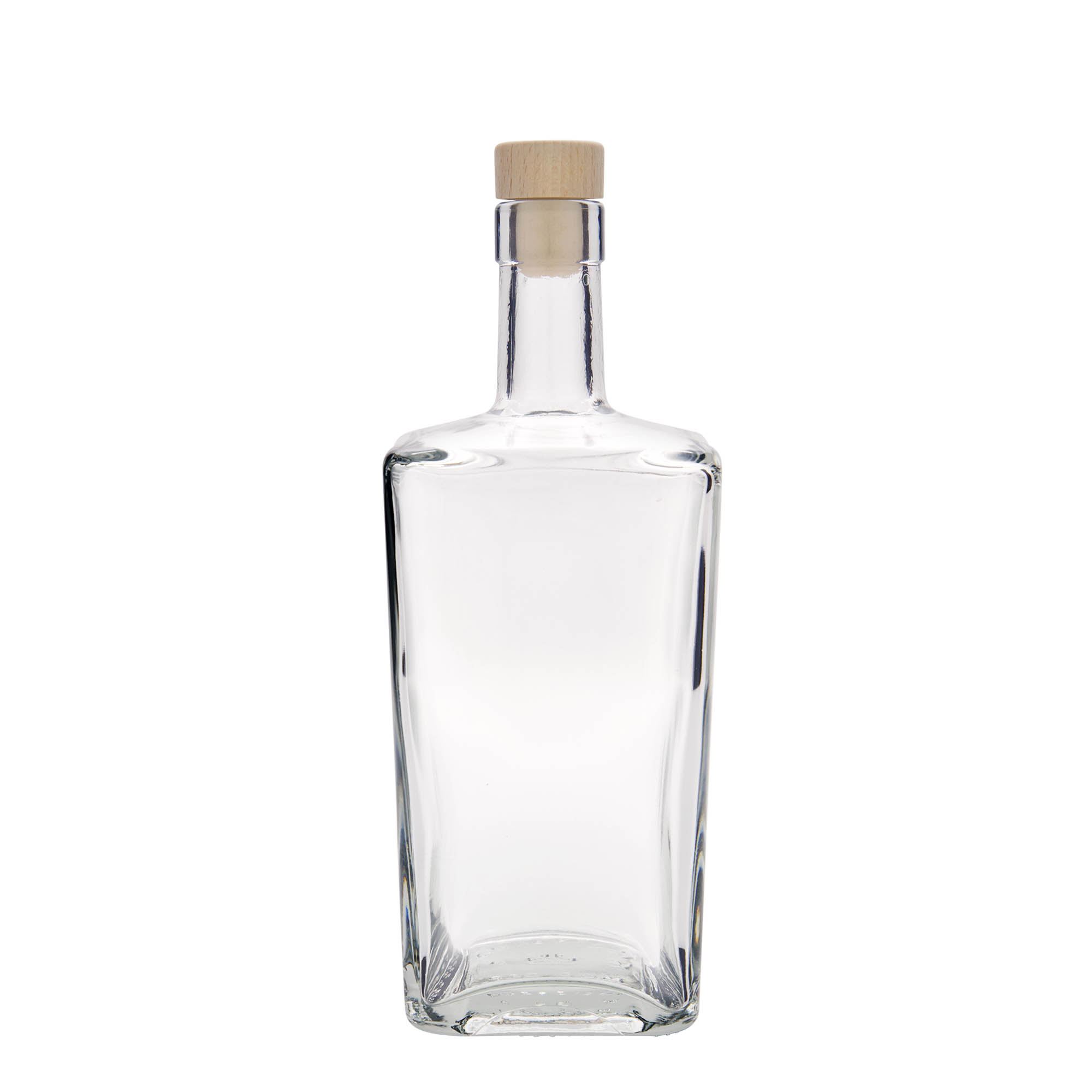 Botella de vidrio de 700 ml «Noel», cuadrada, boca: corcho