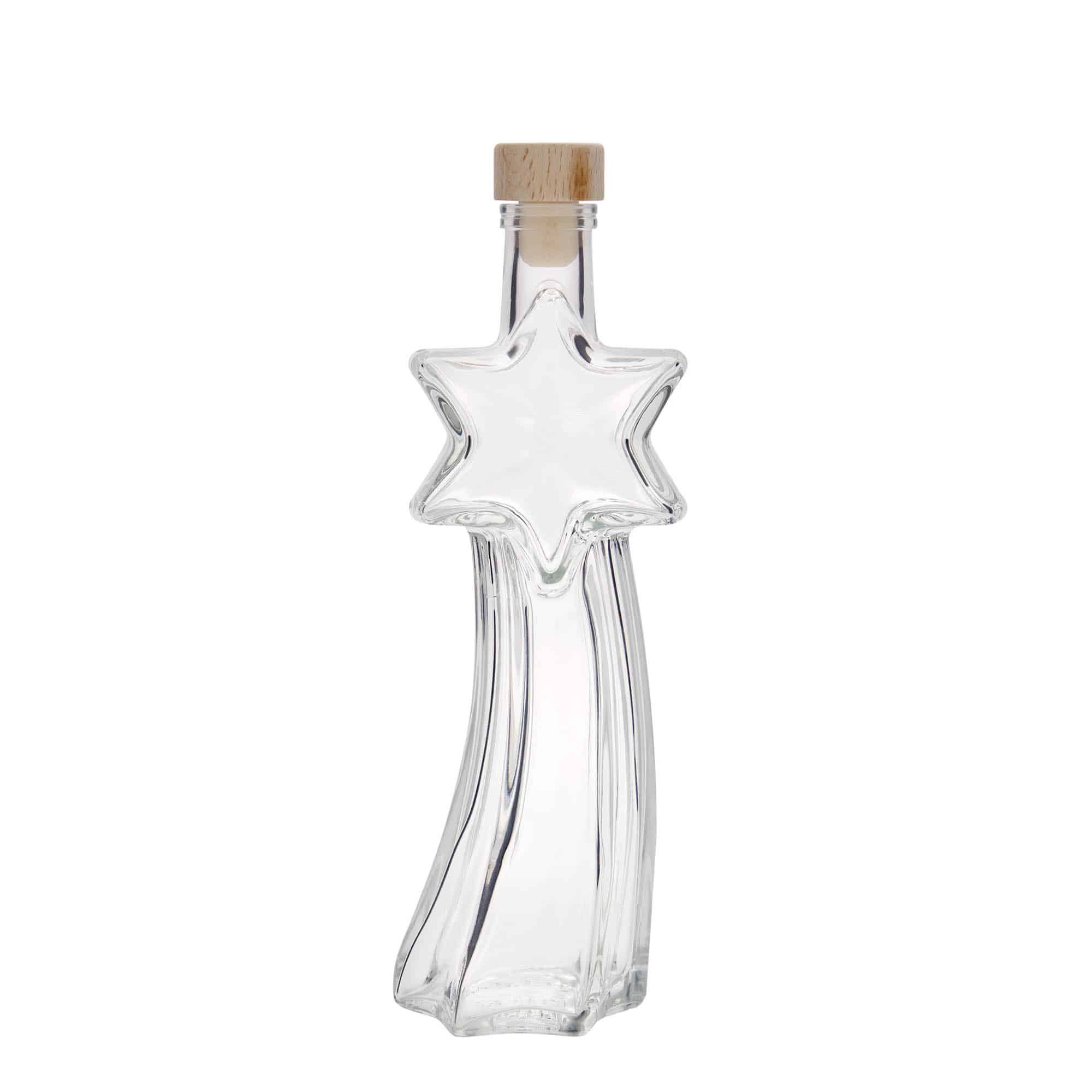 Botella de vidrio 'Estrella fugaz' de 200 ml, boca: corcho