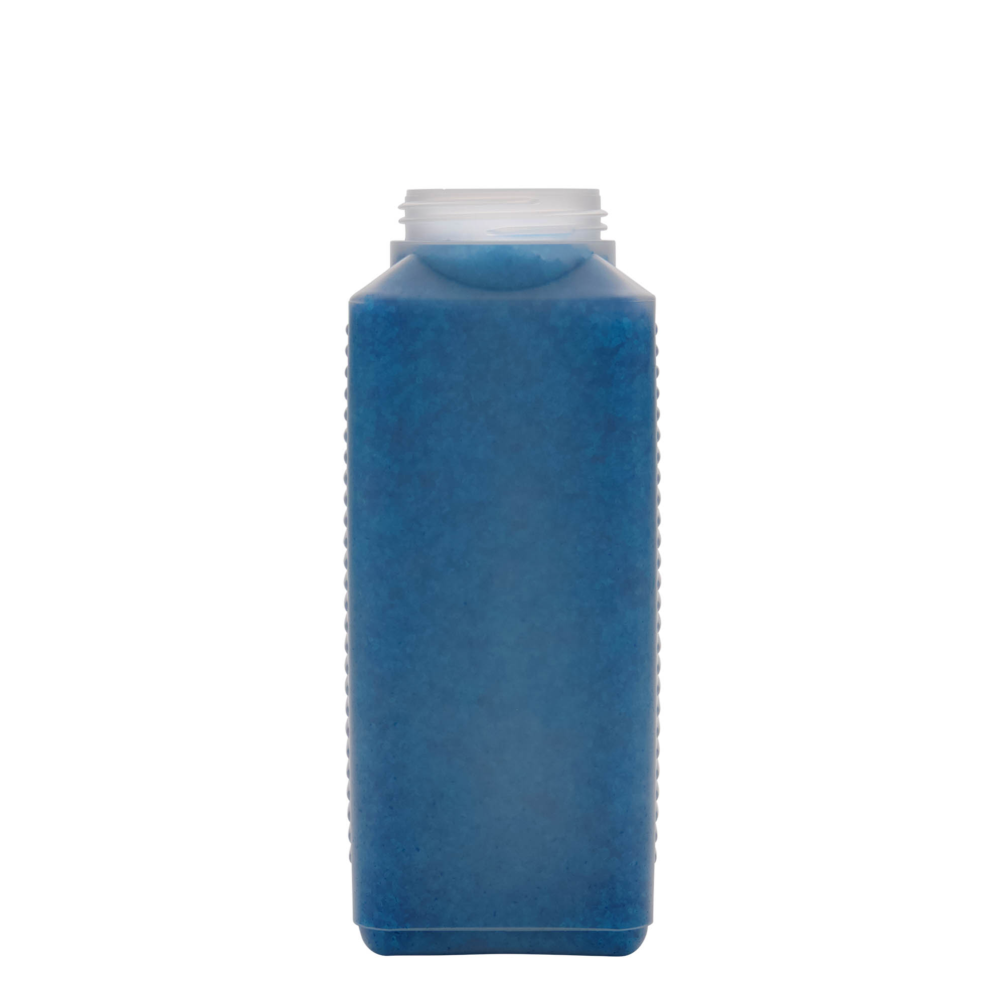 Botella de cuello ancho de 1.000 ml, rectangular, plástico HDPE, natural, boca: DIN 60 EPE