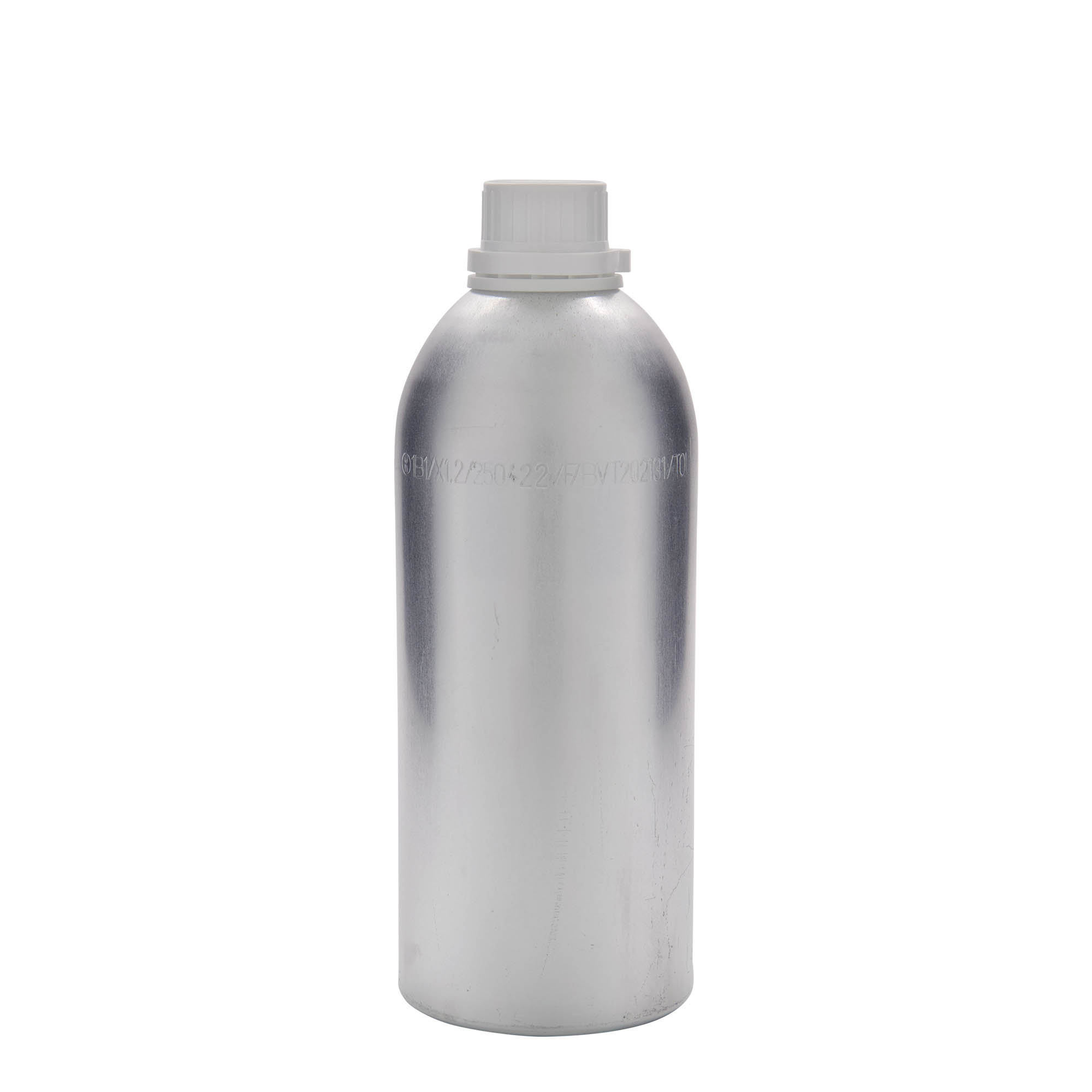 Botella de aluminio de 1100 ml, metal, plata, boca: DIN 32