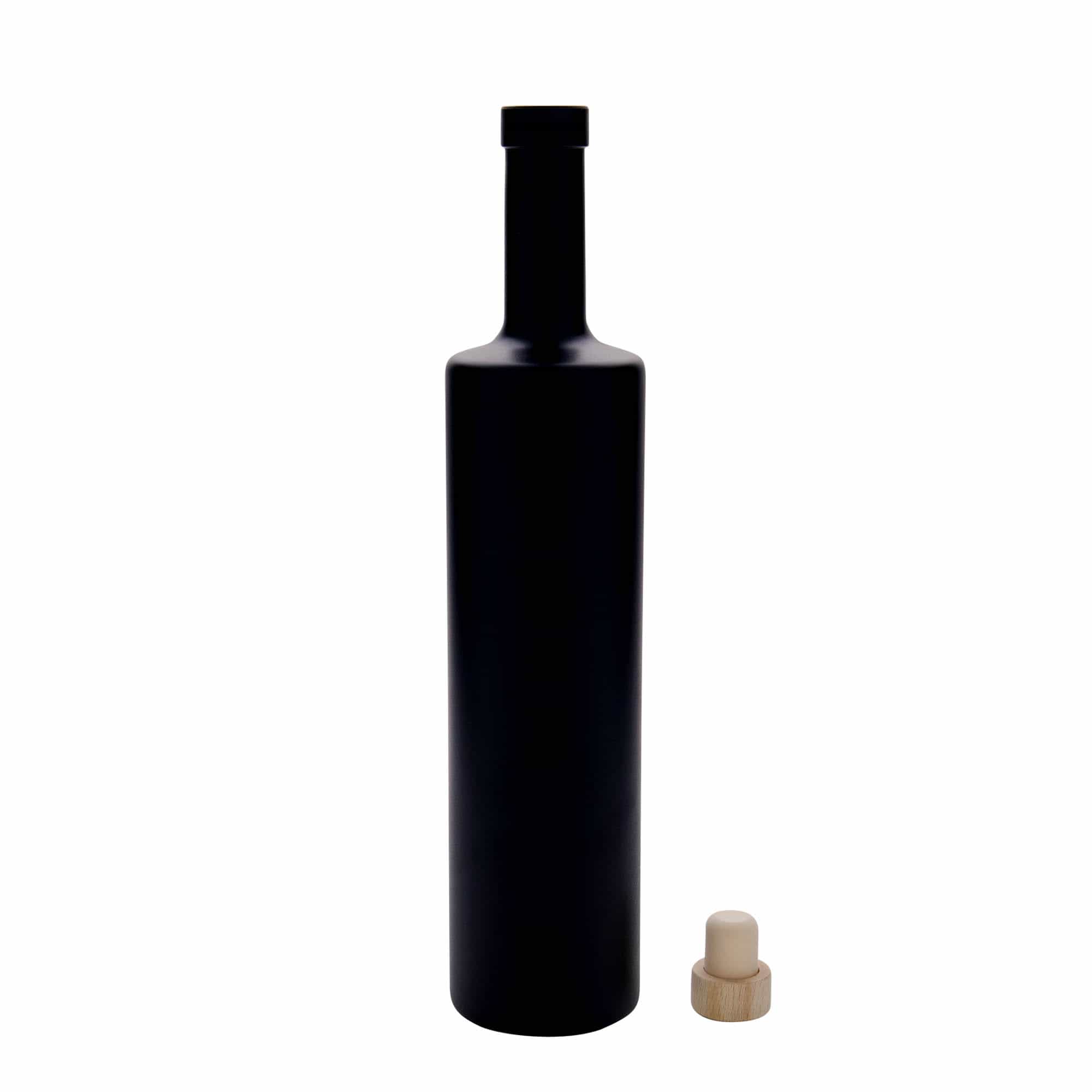 Botella de vidrio de 700 ml 'Centurio', negra, boca: corcho