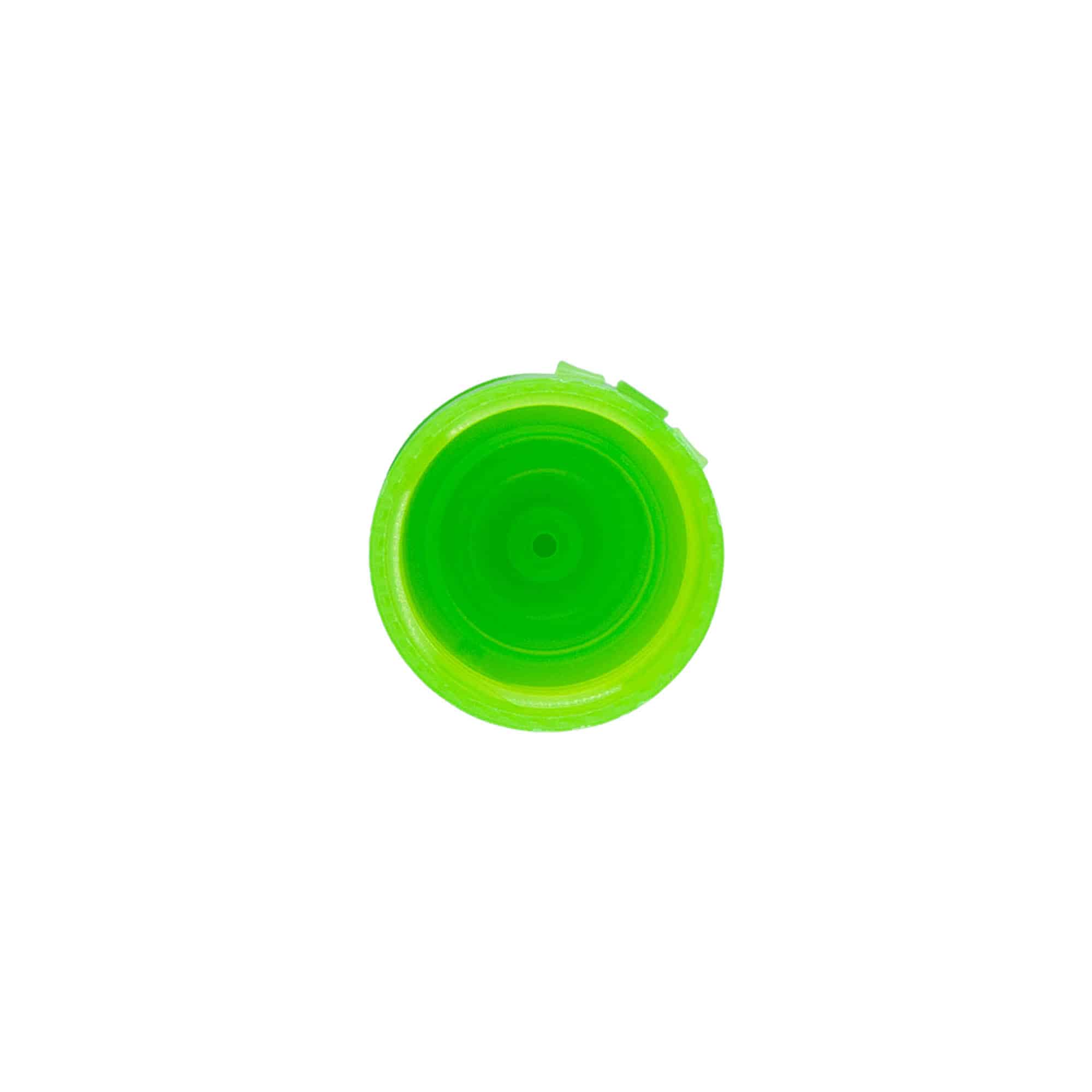 Tapón de rosca con bisagra, plástico de PP, verde, para boca: 24/410