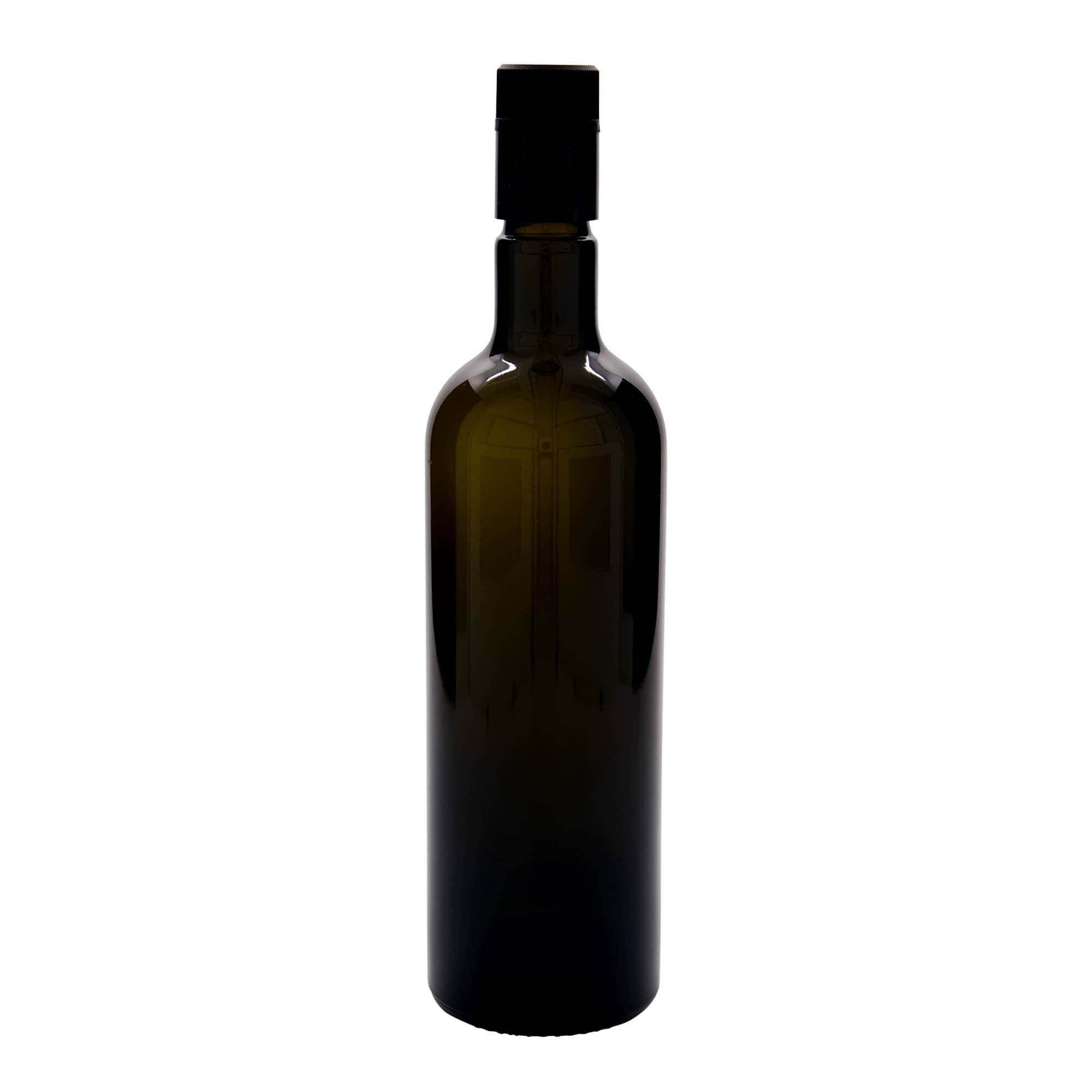 Botella de vinagre/aceite de 750 ml 'Willy New', vidrio, verde antiguo, boca: DOP
