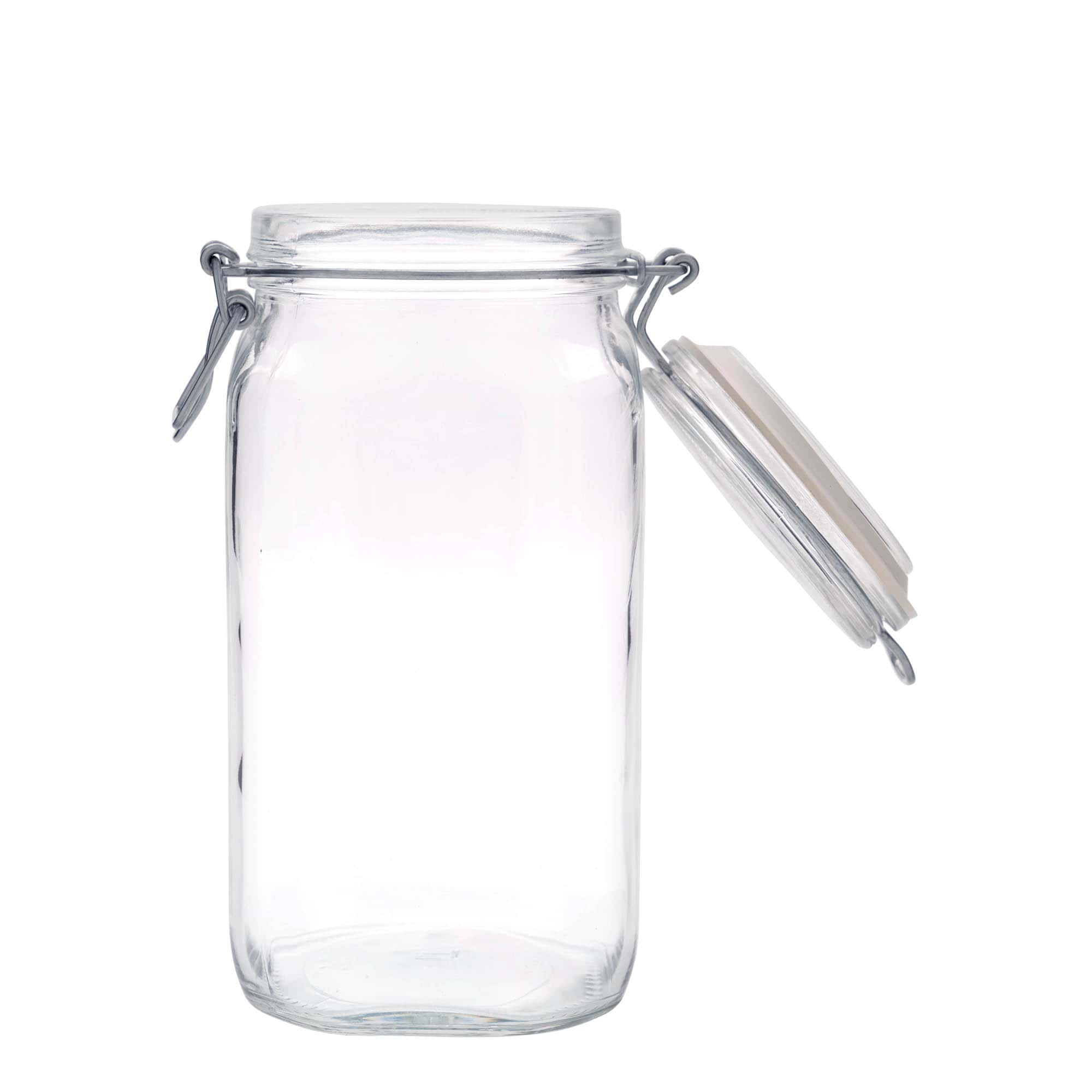 Tarro de alambre con cierre de palanca 'Fido', cuadrado, 1.500 ml, boca: cierre de alambre con palanca Tarro de alambre con cierre de palanca 'Fido', cuadrado, 1.500 ml, boca: cierre de alambre con palanca