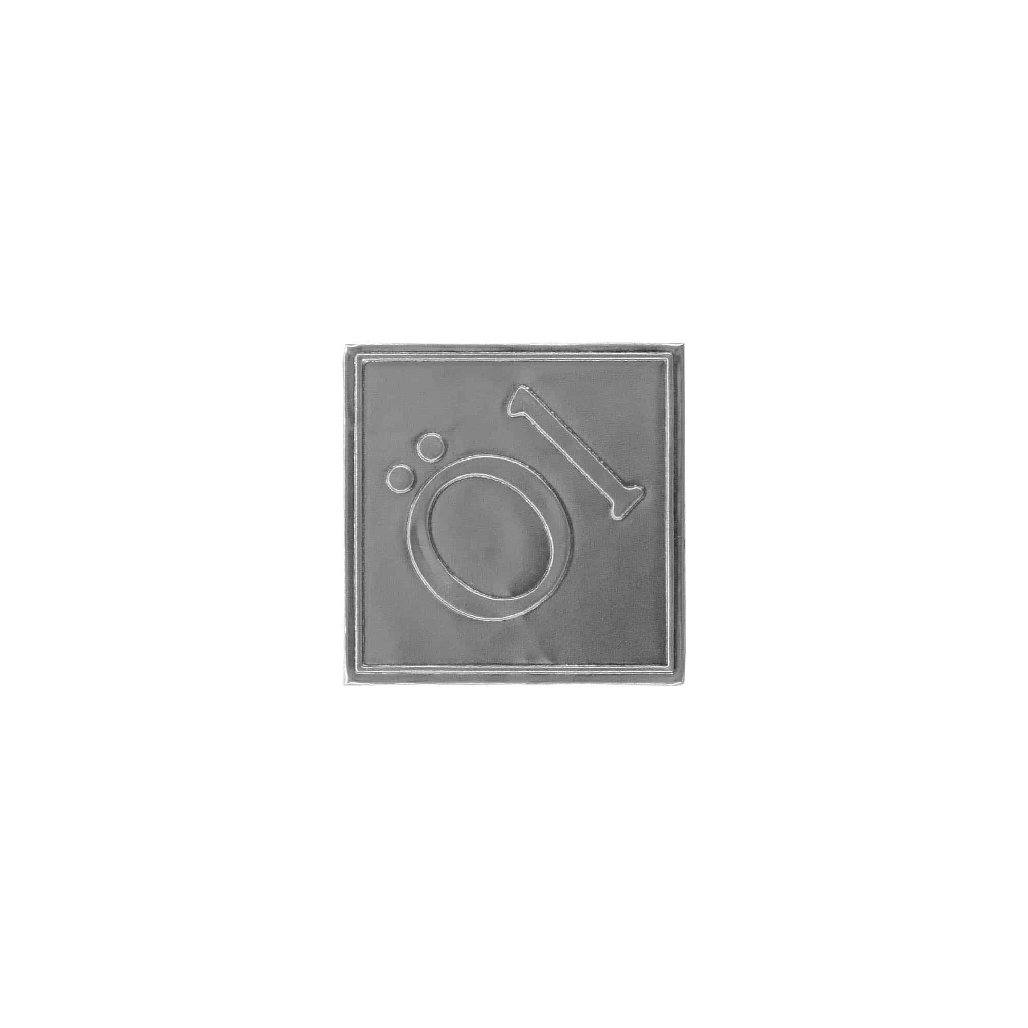 Etiqueta de estaño 'Aceite', cuadrada, metal, plateado Etiqueta de estaño 'Aceite', cuadrada, metal, plateado