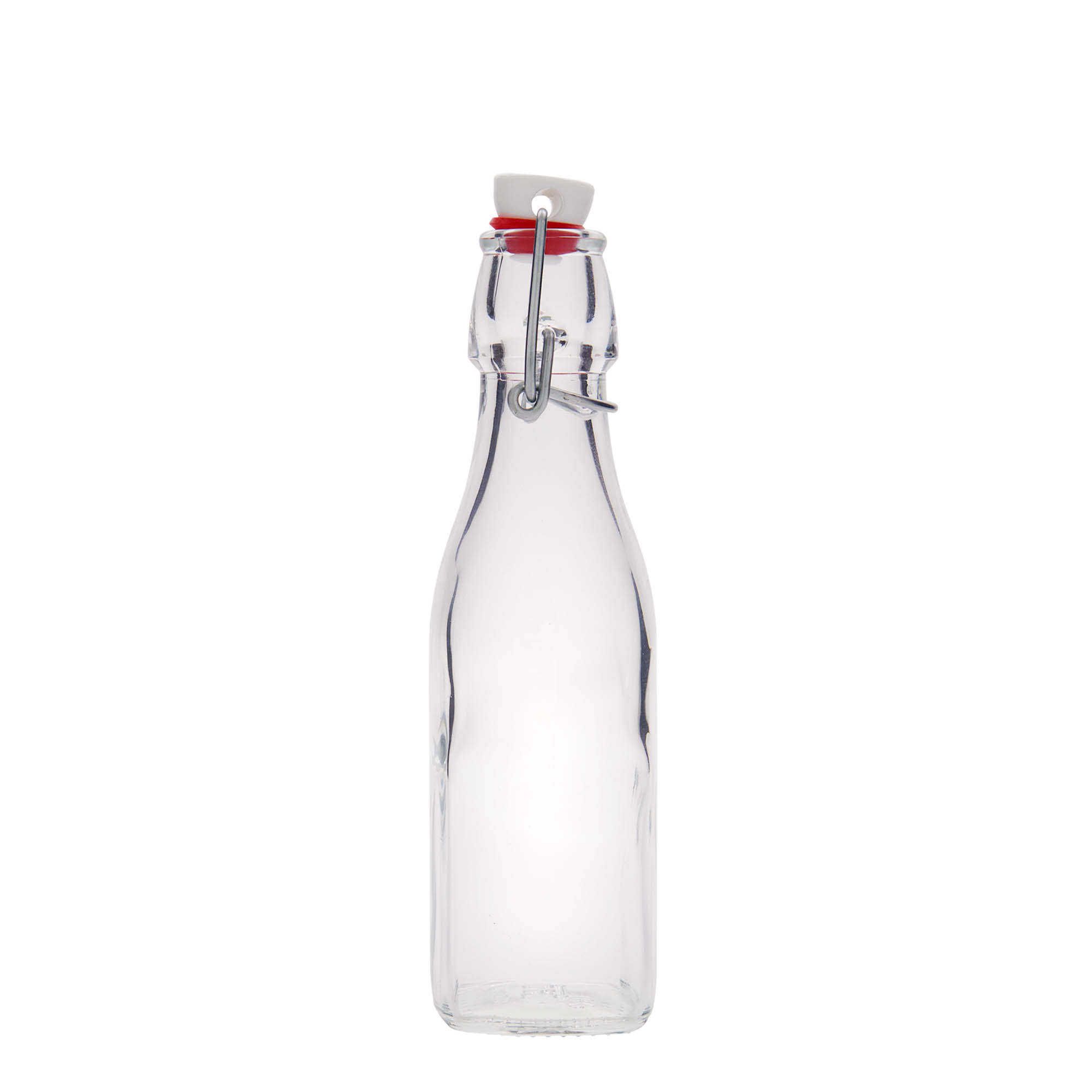 Botella de vidrio de 250 ml 'Swing', cuadrada, boca: cierre de palanca