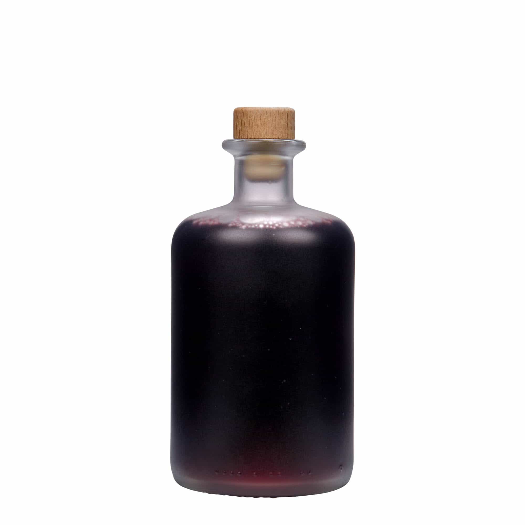 Botella de vidrio de farmacia de 500 ml, efecto helado, boca: corcho