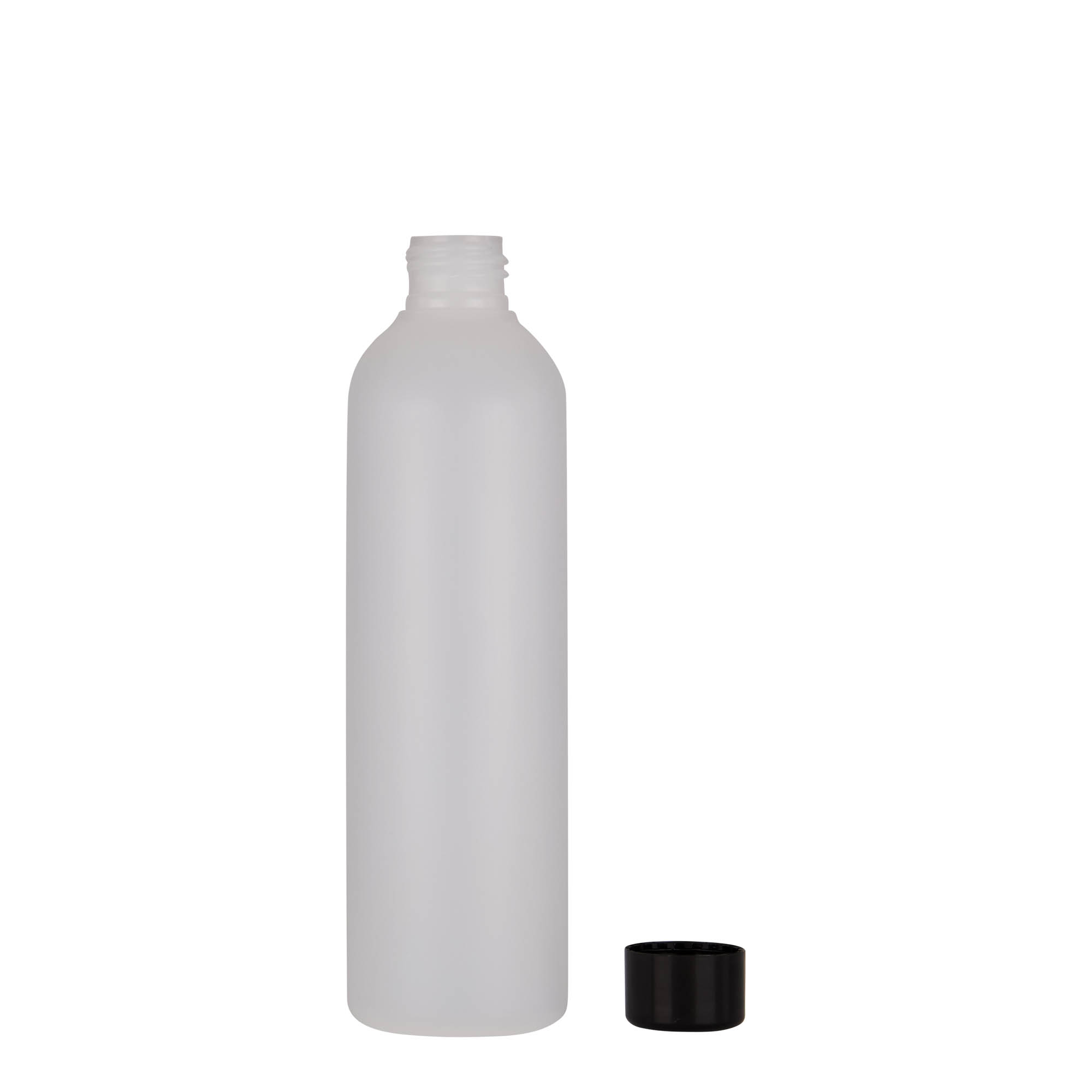 Botella de plástico de 250 ml 'Tuffy', HDPE, natural, boca: 24/410