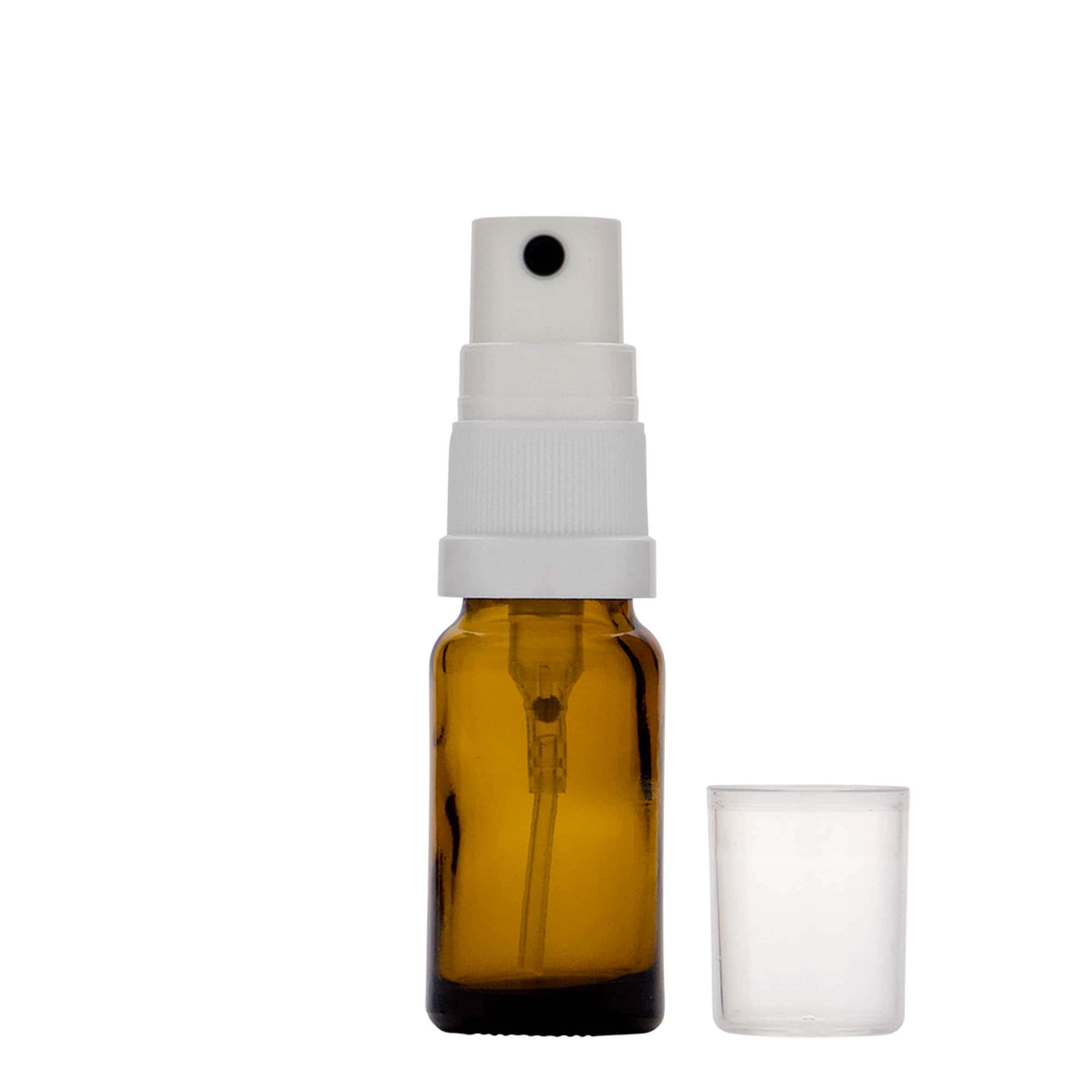 10 ml botella de spray medicina, vidrio, marrón, boca: DIN 18