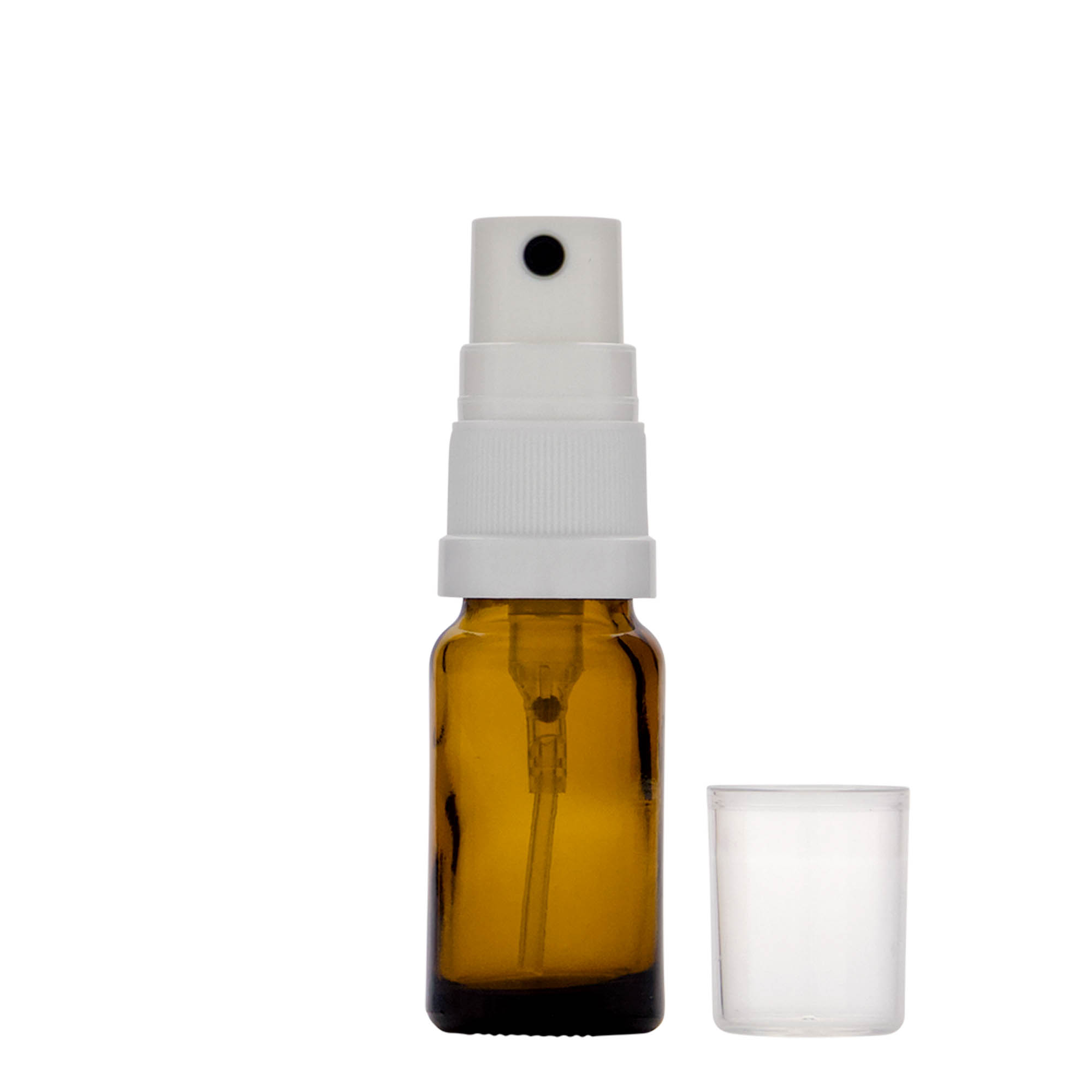 10 ml botella de spray medicina, vidrio, marrón, boca: DIN 18