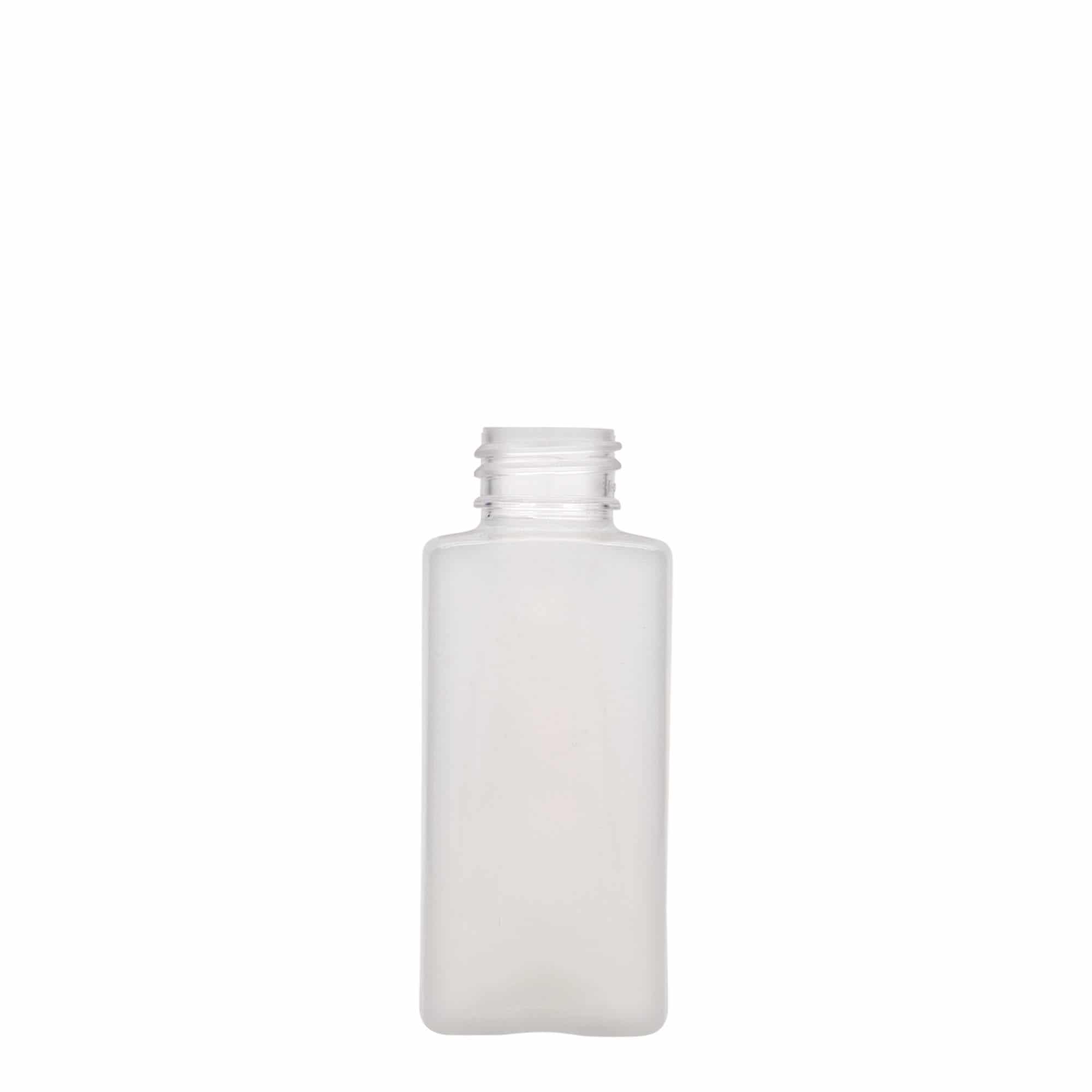Botella de PET 'Karl' de 100 ml, cuadrada, plástico, boca: GPI 24/410
