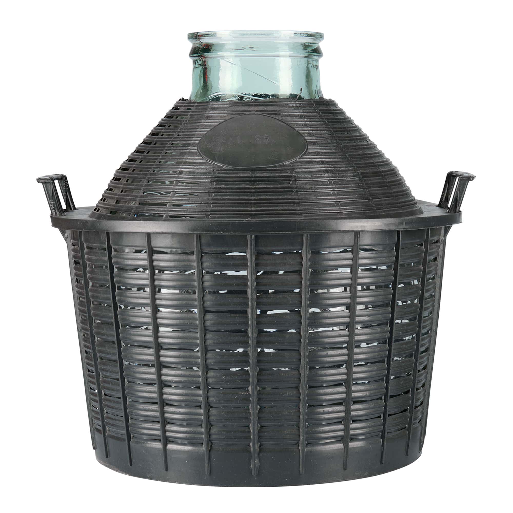 Botella de balón de 25 l de cuello ancho, vidrio, boca: tapa de solapa