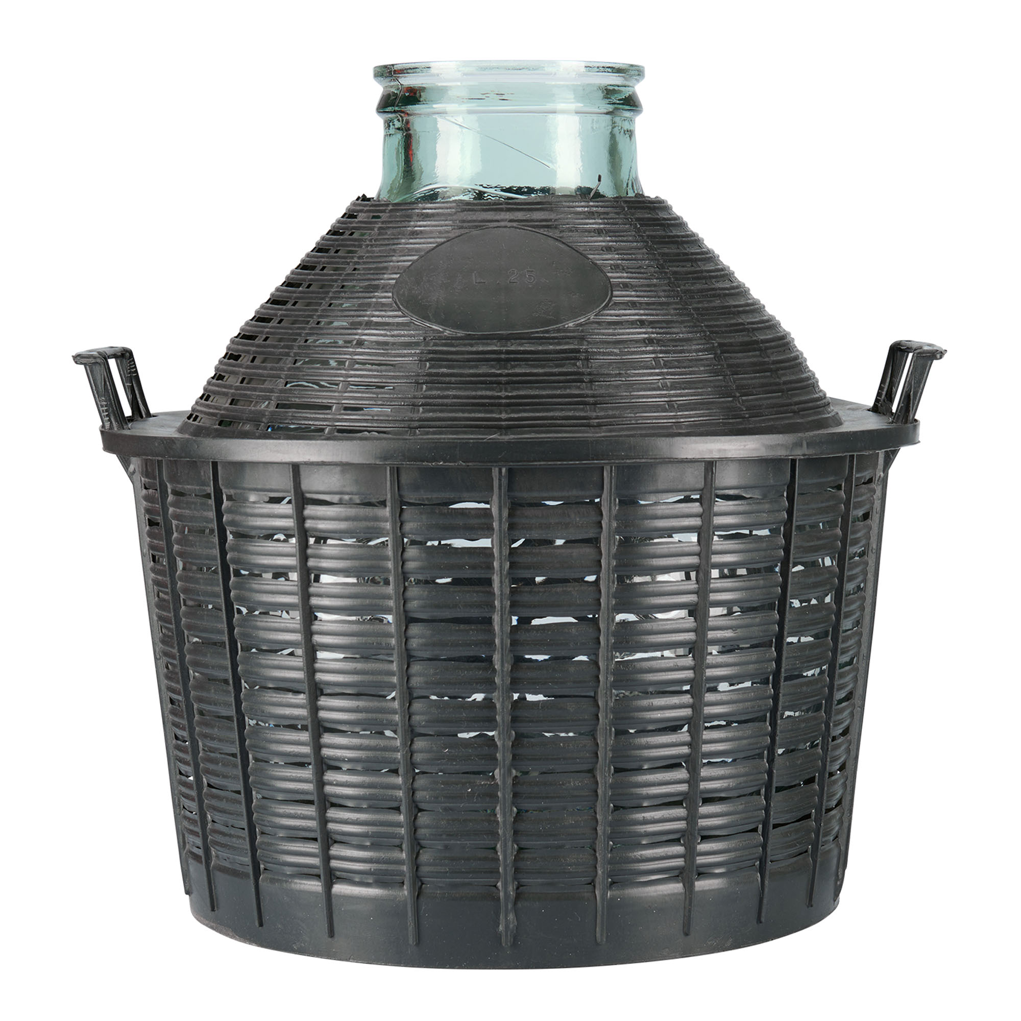 Botella de balón de 25 l de cuello ancho, vidrio, boca: tapa de solapa
