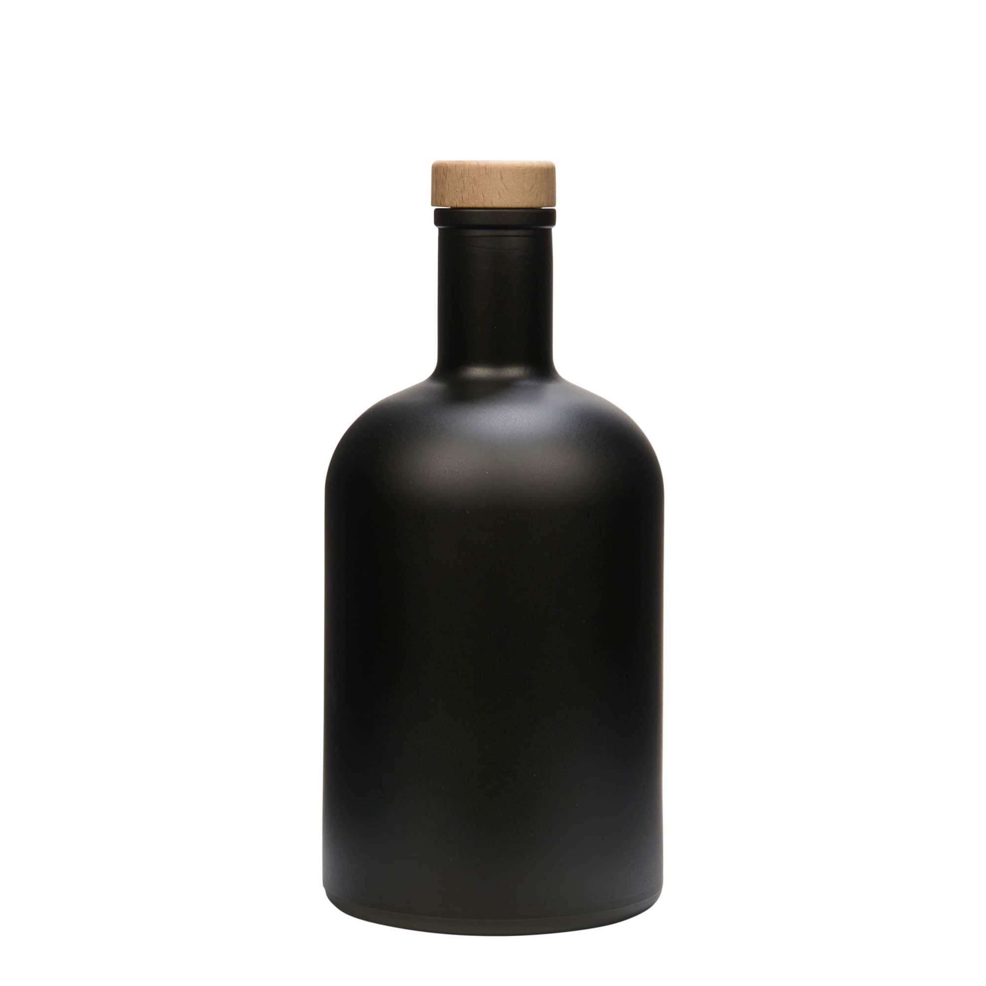 Botella de vidrio de 700 ml «Gerardino», negra, boca: corcho