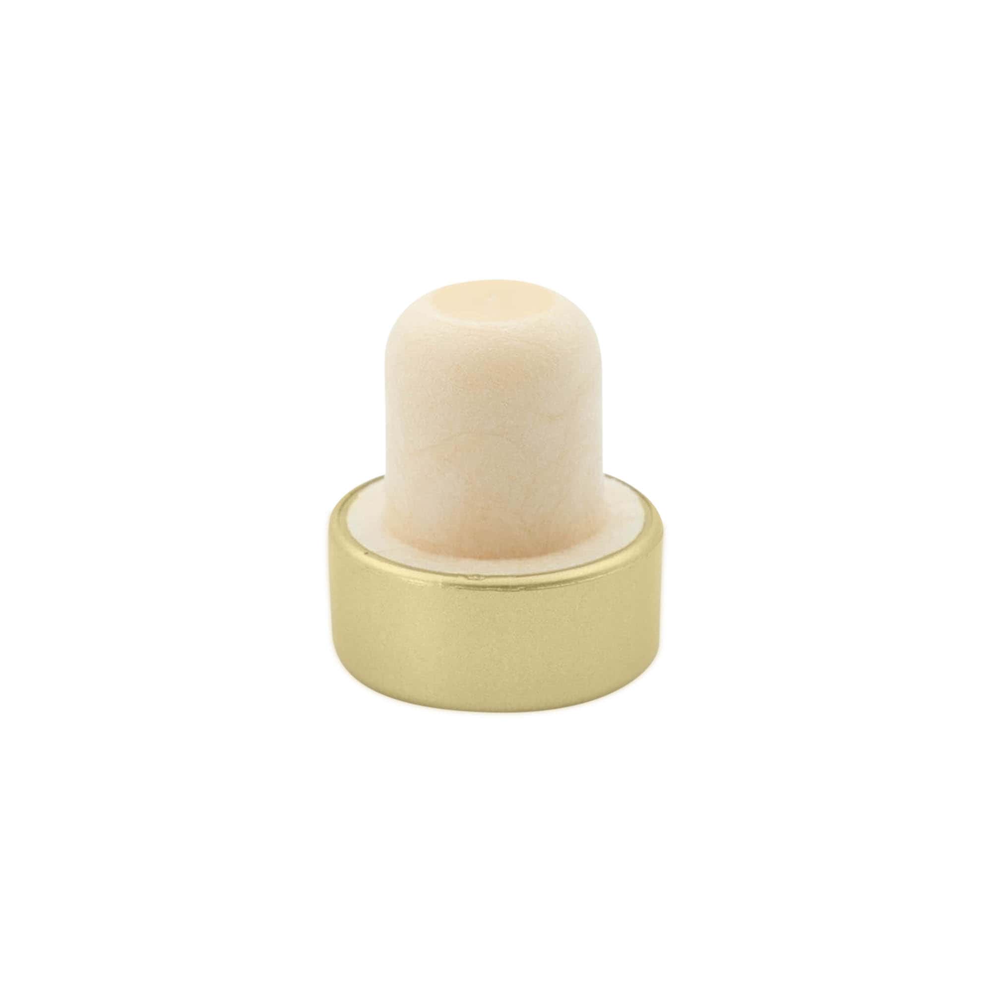 Tapón de corcho con asa 19 mm, plástico, dorado, para boca: corcho