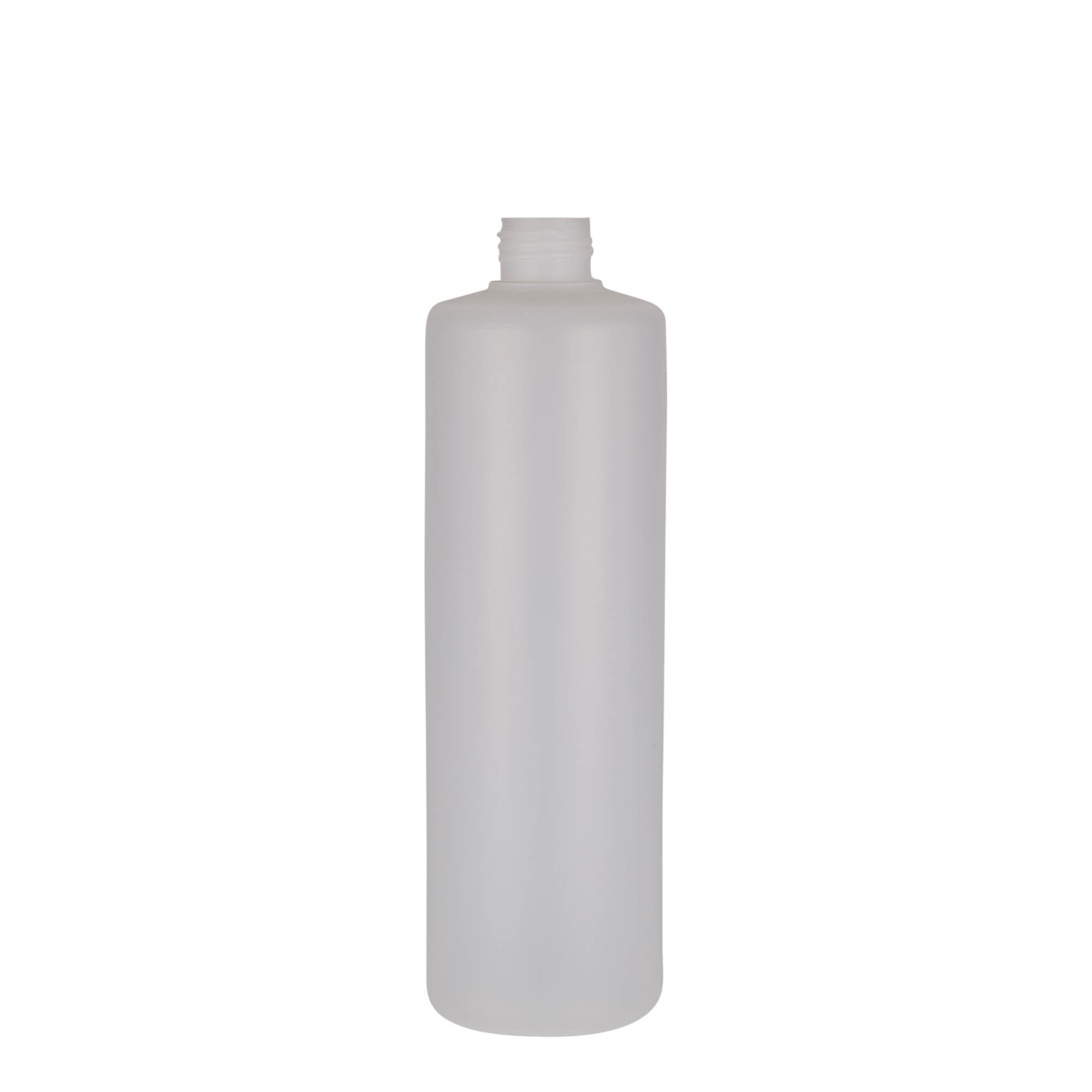 Botella redonda de 500 ml, plástico PE, natural, boca: cierre de rosca