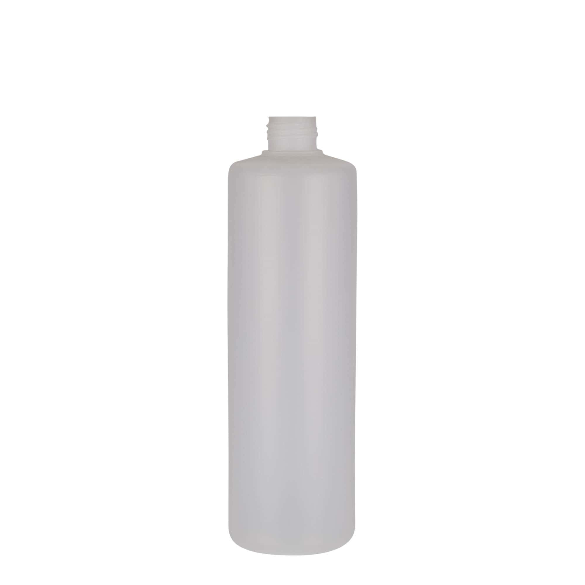 Botella redonda de 500 ml, plástico PE, natural, boca: cierre de rosca