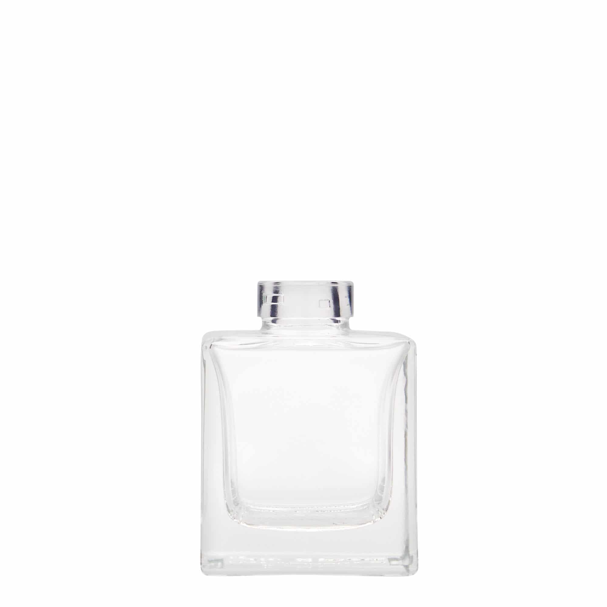 Botella de vidrio 'Cube' de 100 ml, cuadrada, boca: corcho Botella de vidrio 'Cube' de 100 ml, cuadrada, boca: corcho