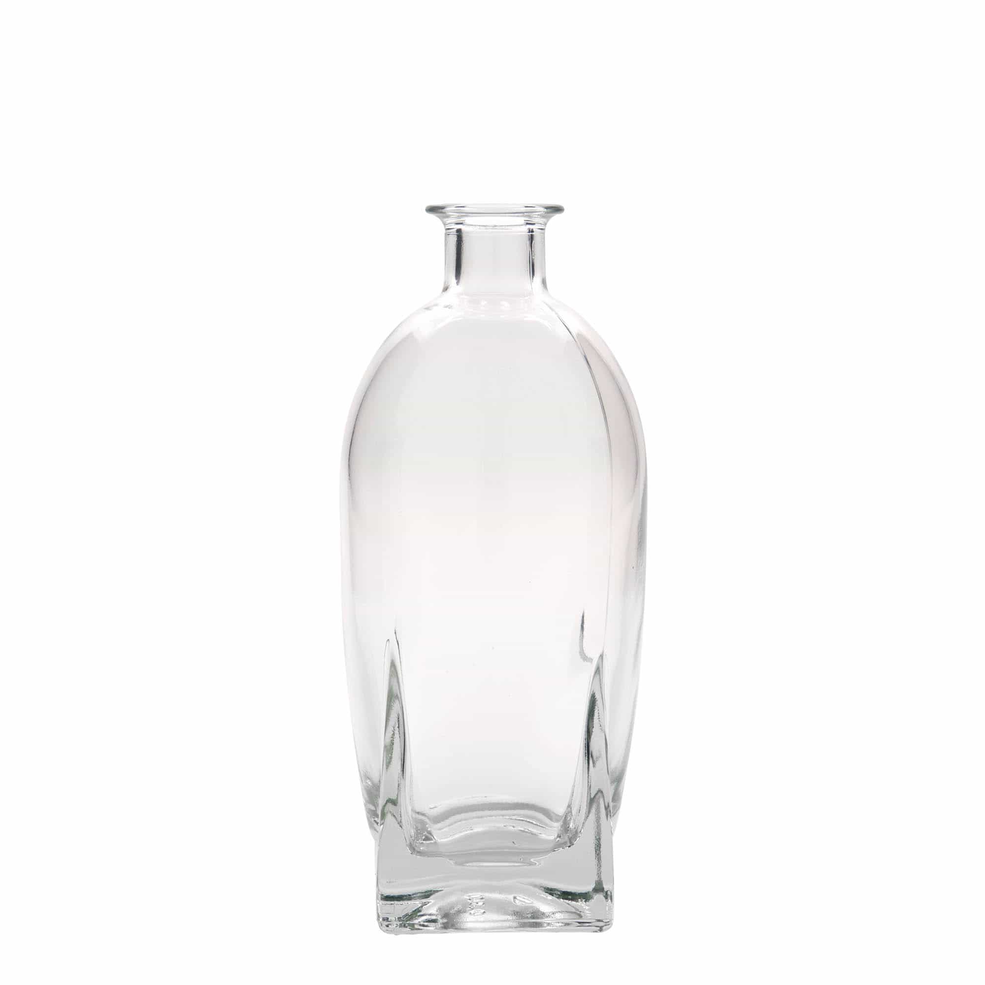 Botella de vidrio 'Zino' de 500 ml, cuadrada, boca: corcho