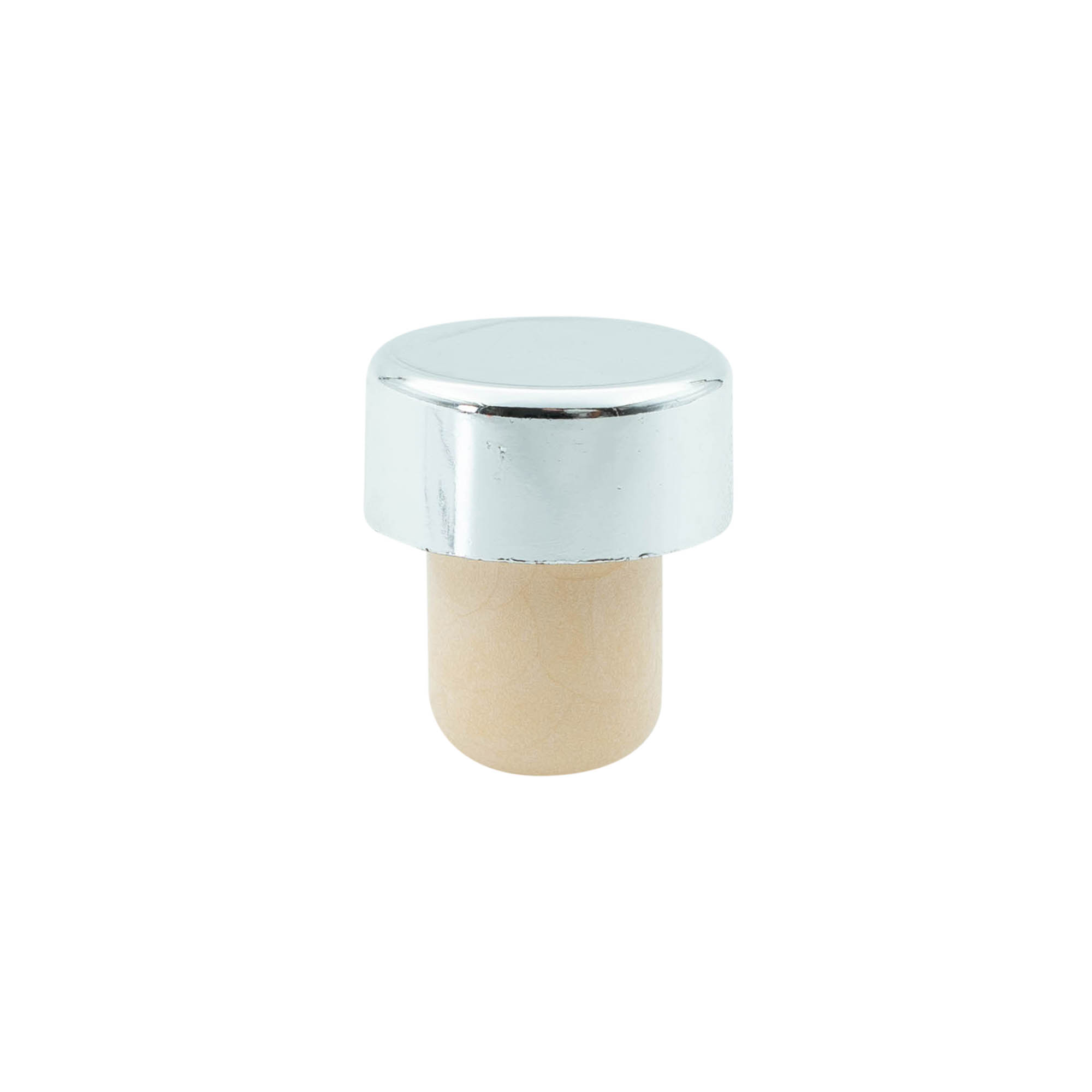 Tapón de corcho con asa de 19 mm, plástico, plateado, para boca: corcho