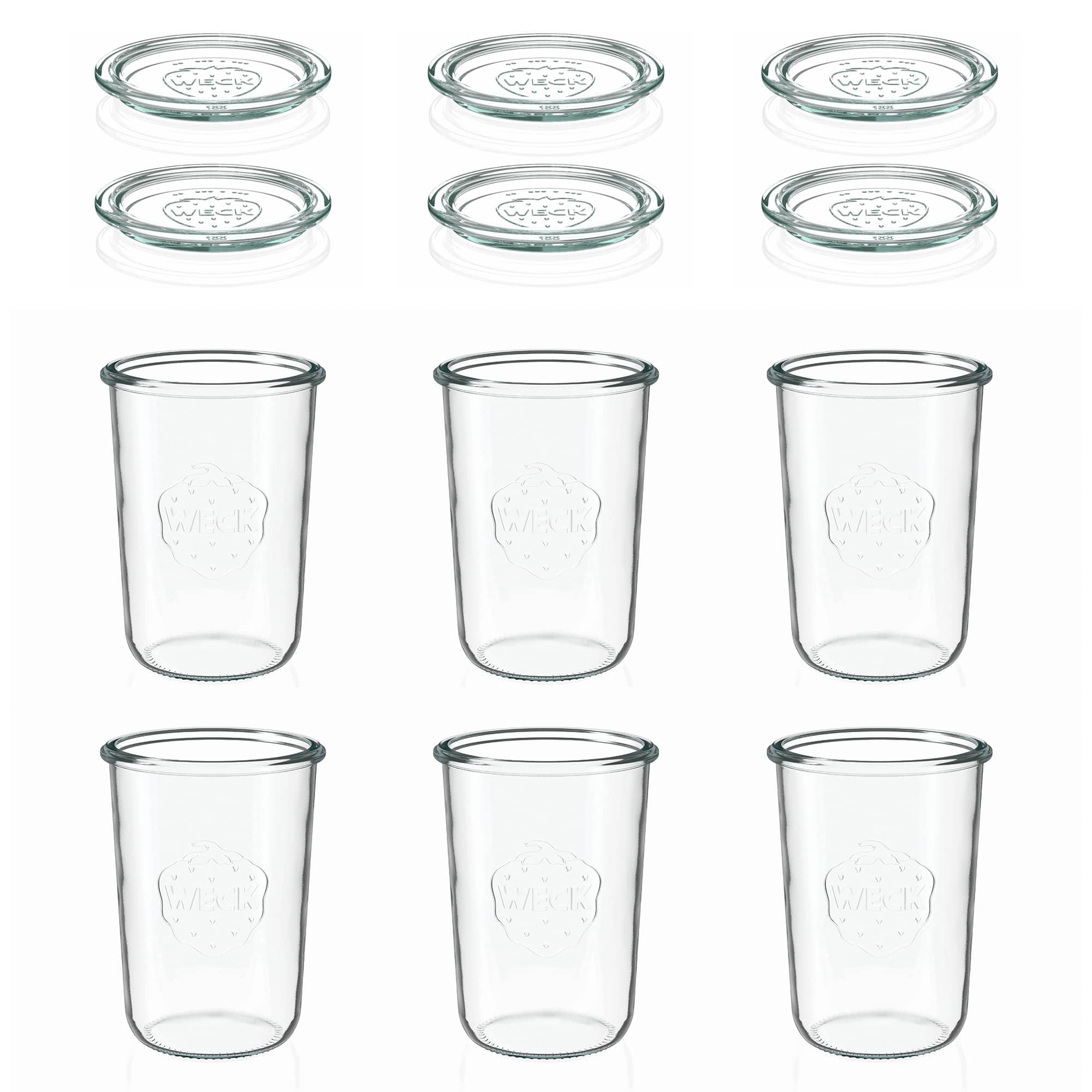 6x 850 ml tarro WECK de boca ancha con tapa de vidrio RR 100