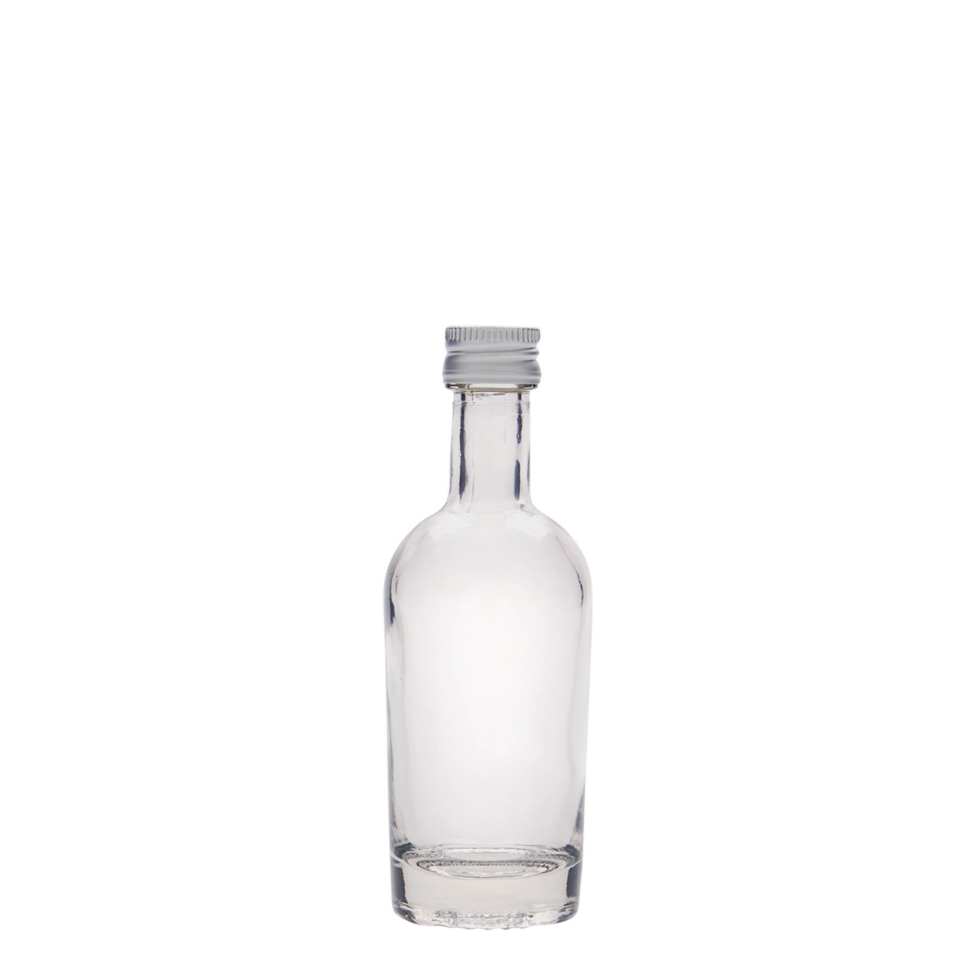 Botella de vidrio de 50 ml 'Pepe', boca: PP 18 Botella de vidrio de 50 ml 'Pepe', boca: PP 18