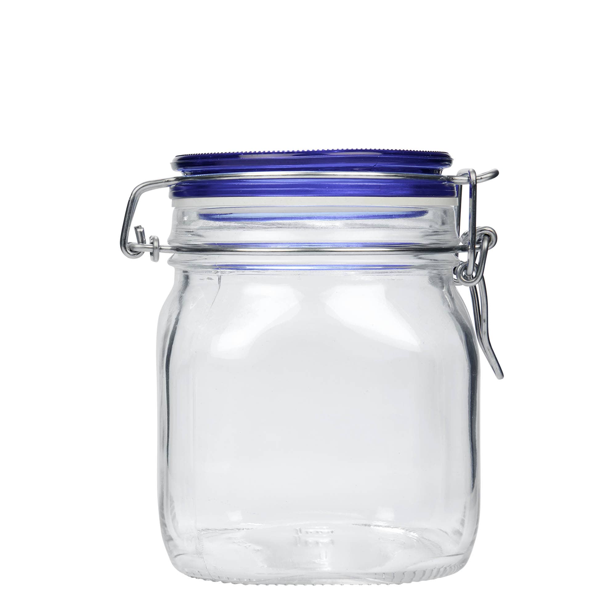 750 ml tarro de cierre de alambre 'Fido' tapa azul, cuadrado, boca: cierre de alambre