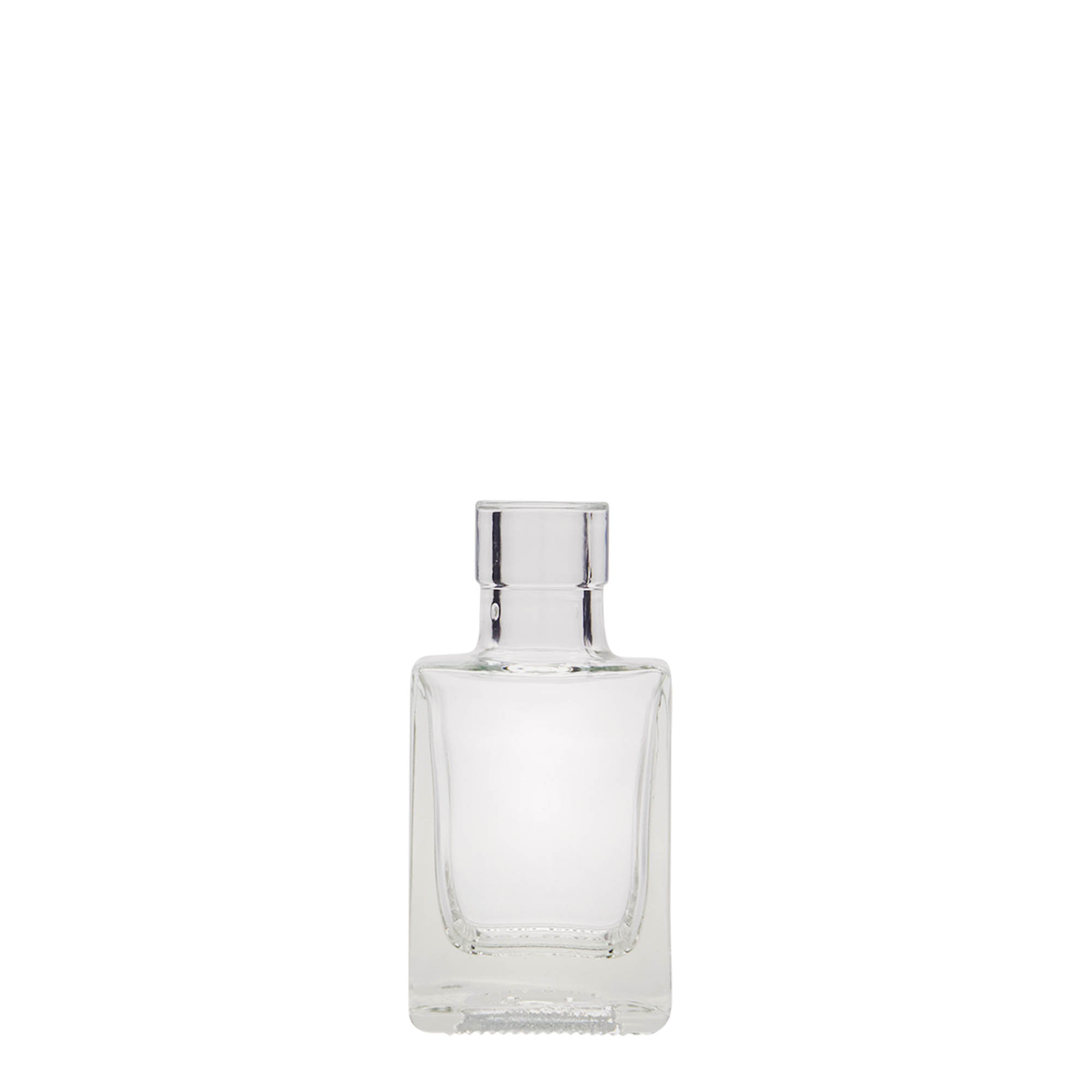Botella de vidrio de 50 ml 'Cube', cuadrada, boca: corcho