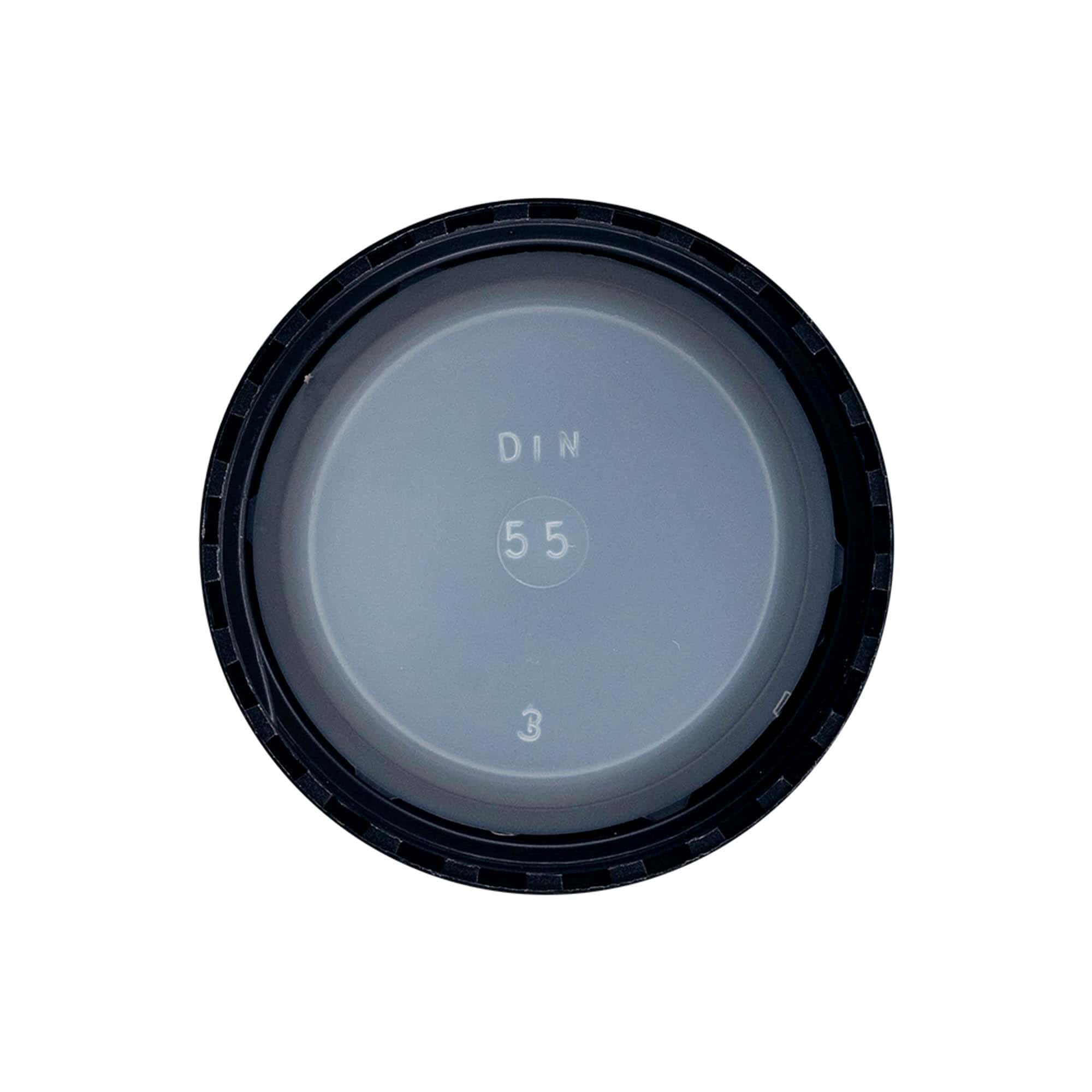 Tapón roscado, plástico PP, negro, para boca: DIN 55