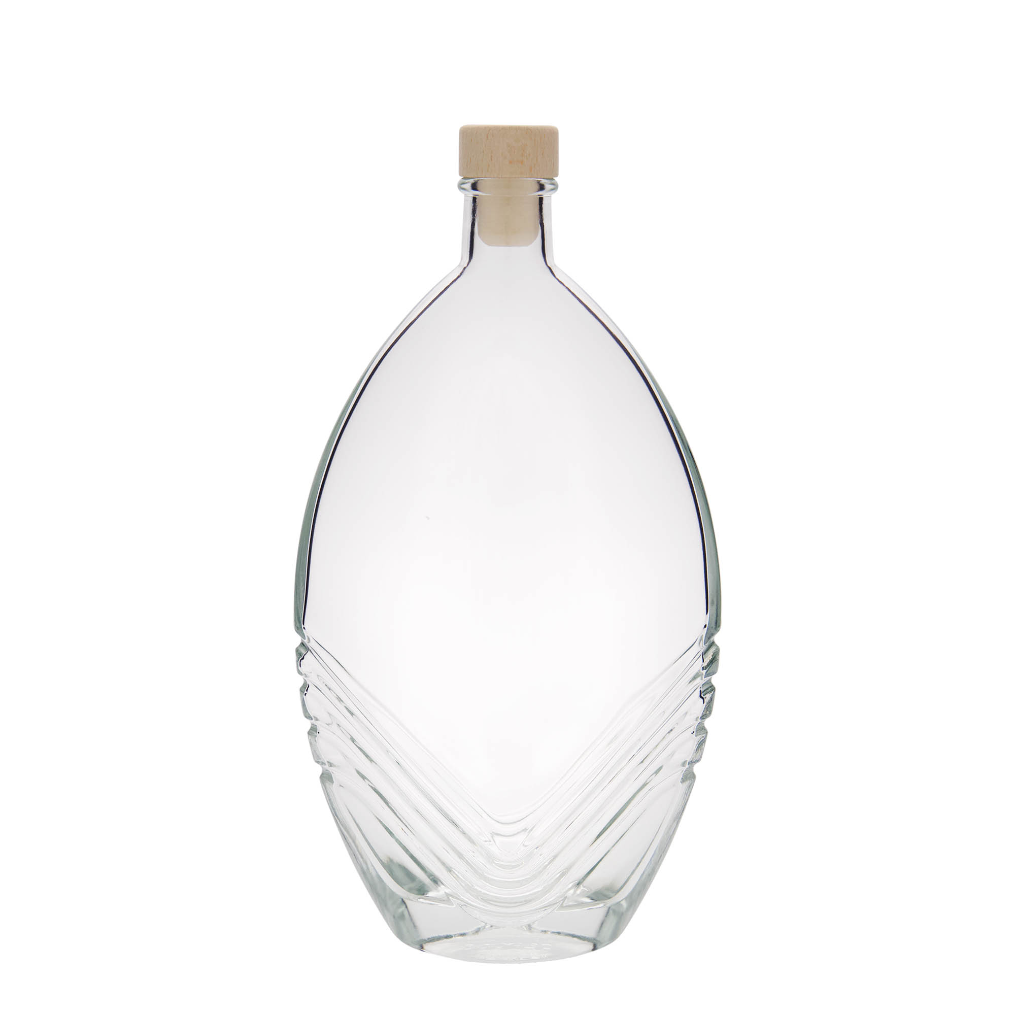 Botella de vidrio de 500 ml 'Florence', ovalada, boca: corcho