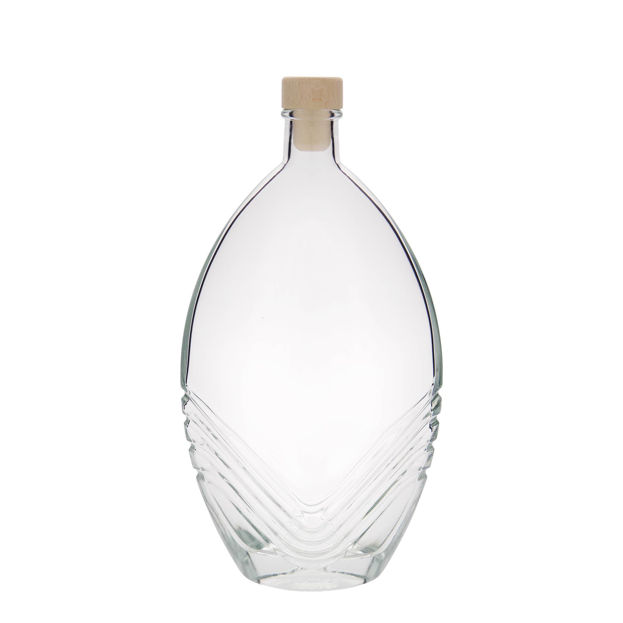 Botella de vidrio de 500 ml 'Florence', ovalada, boca: corcho