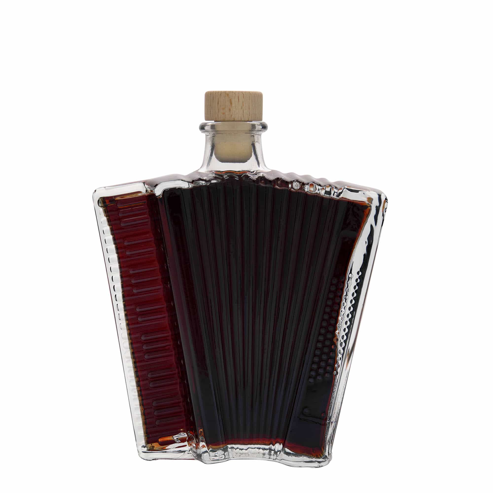 Botella de vidrio 'Acordeón' de 500 ml, boca: corcho