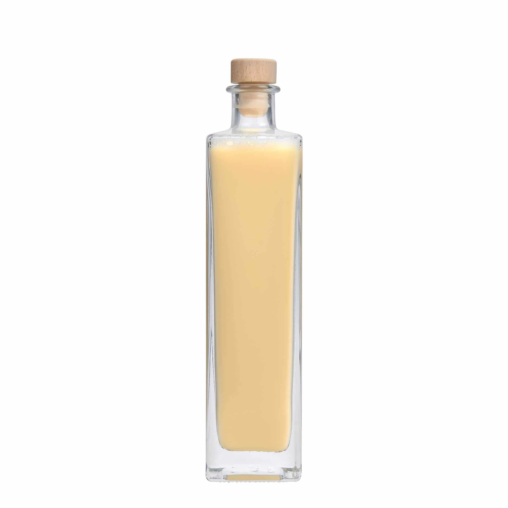 Botella de vidrio de 500 ml 'Rafaello', cuadrada, boca: corcho