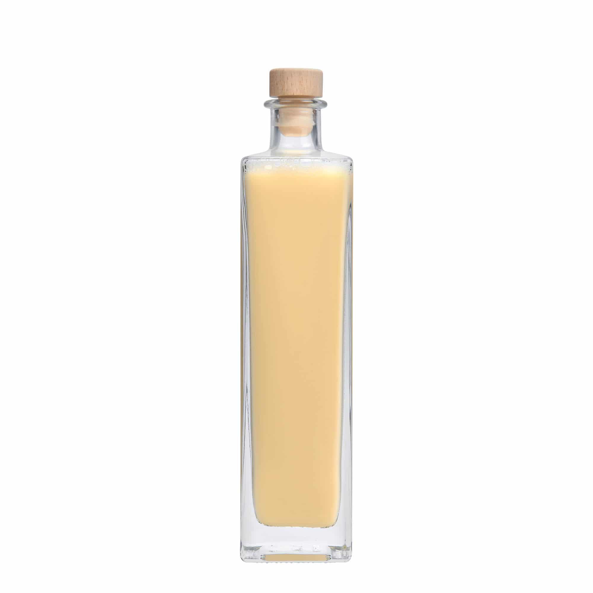 Botella de vidrio de 500 ml 'Rafaello', cuadrada, boca: corcho