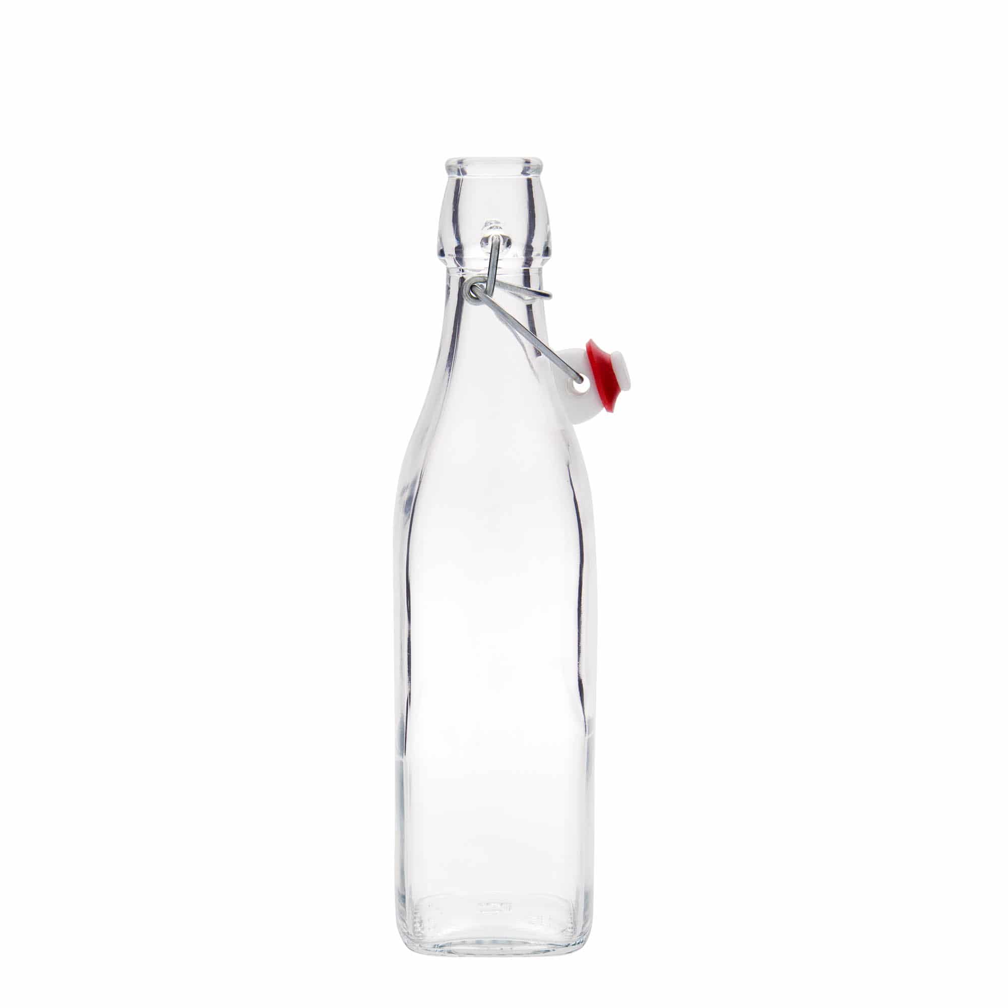 Botella de vidrio 'Swing' de 500 ml, cuadrada, boca: tapón mecánico