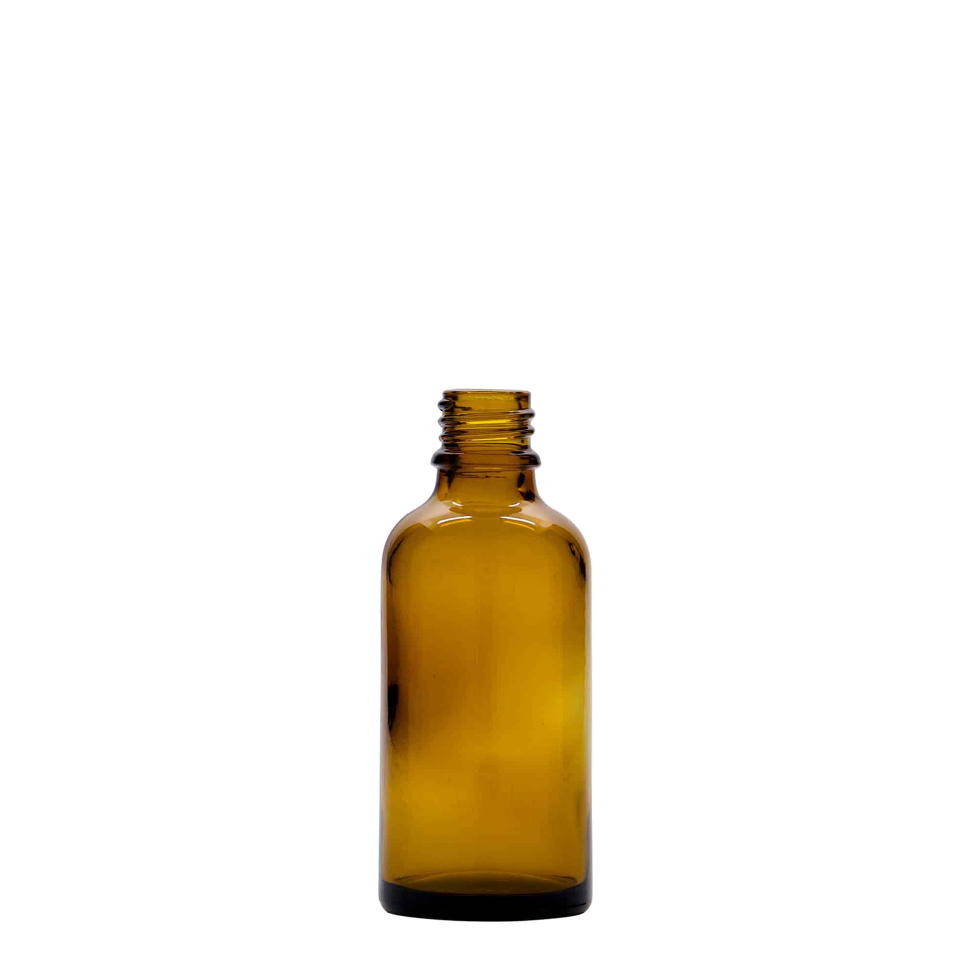 Frasco médico de 50 ml con bomba dosificadora para loción, vidrio, marrón, boca: DIN 18