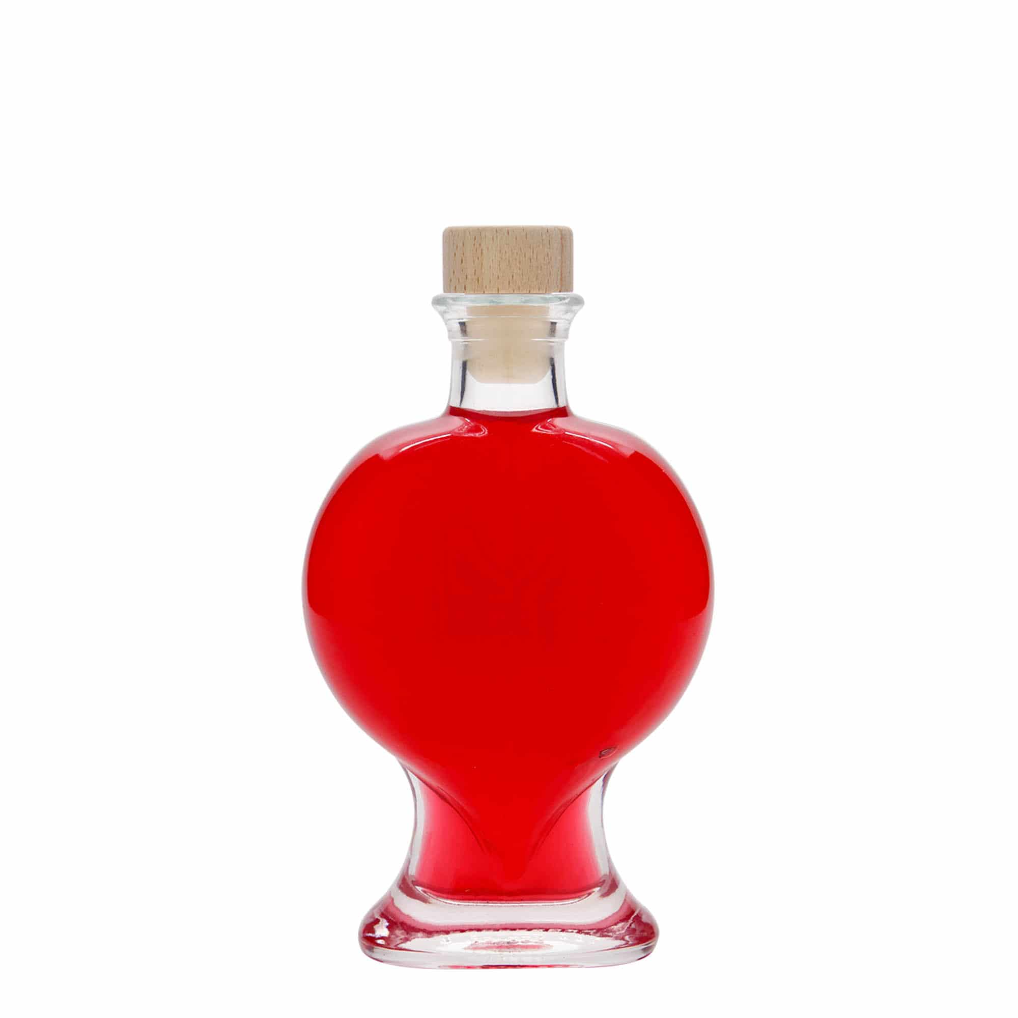 Botella de vidrio 'Corazón' de 200 ml, boca: corcho