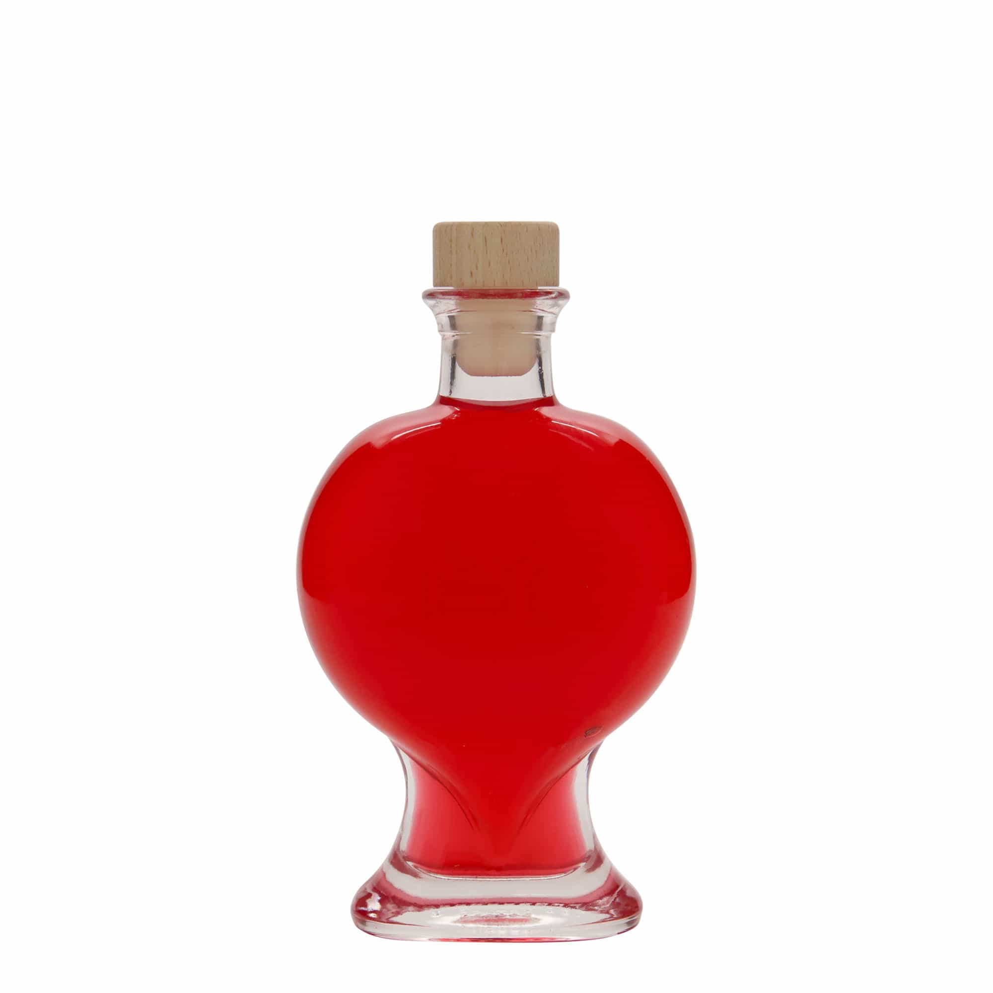 Botella de vidrio 'Corazón' de 200 ml, boca: corcho