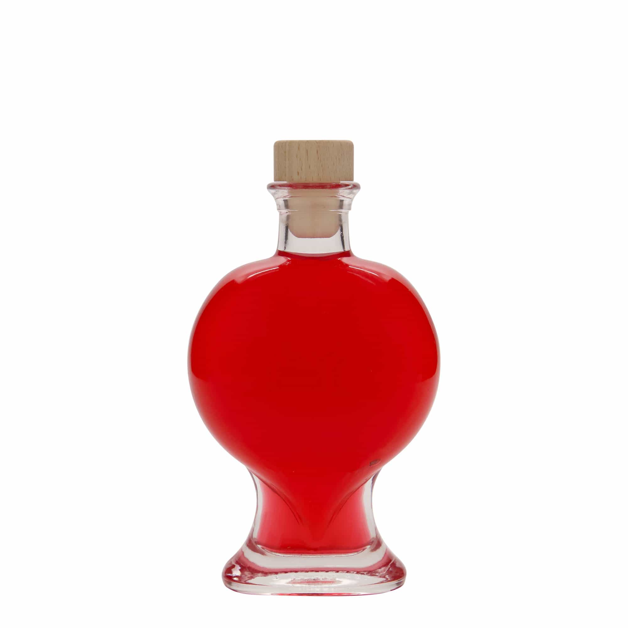 Botella de cristal de 200 ml 'Corazón', boca: corcho