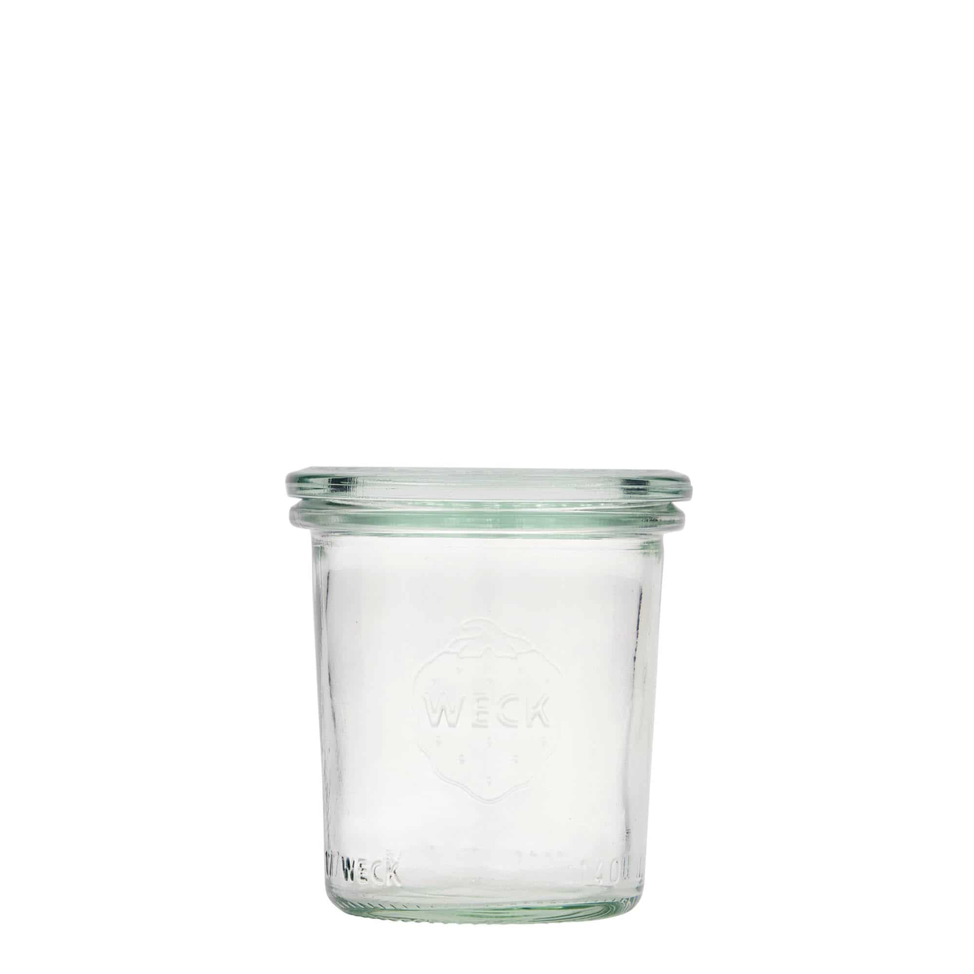 Tarro de vidrio cilíndrico WECK de 140 ml, boca: borde redondo Tarro de vidrio cilíndrico WECK de 140 ml, boca: borde redondo