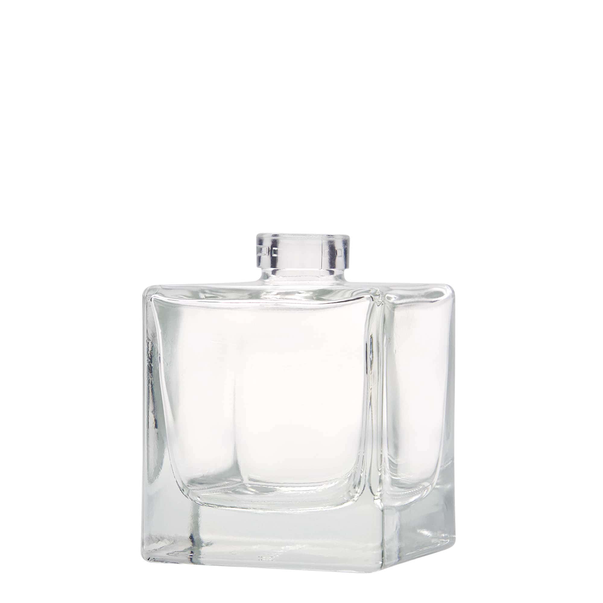 Botella de vidrio de 200 ml 'Cube', cuadrada, boca: corcho