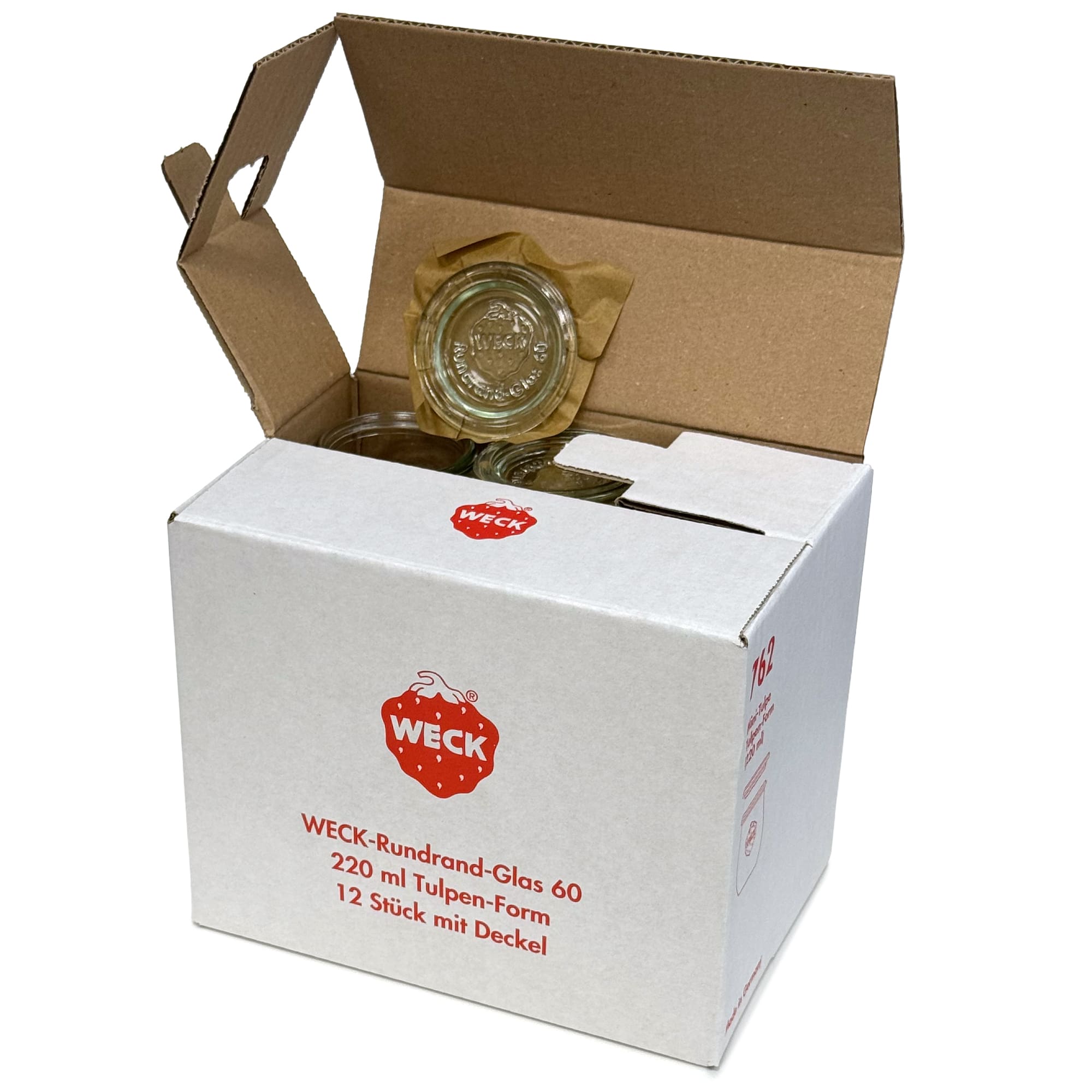 12x 220 ml vaso tipo tulipán WECK con tapa de vidrio RR 60