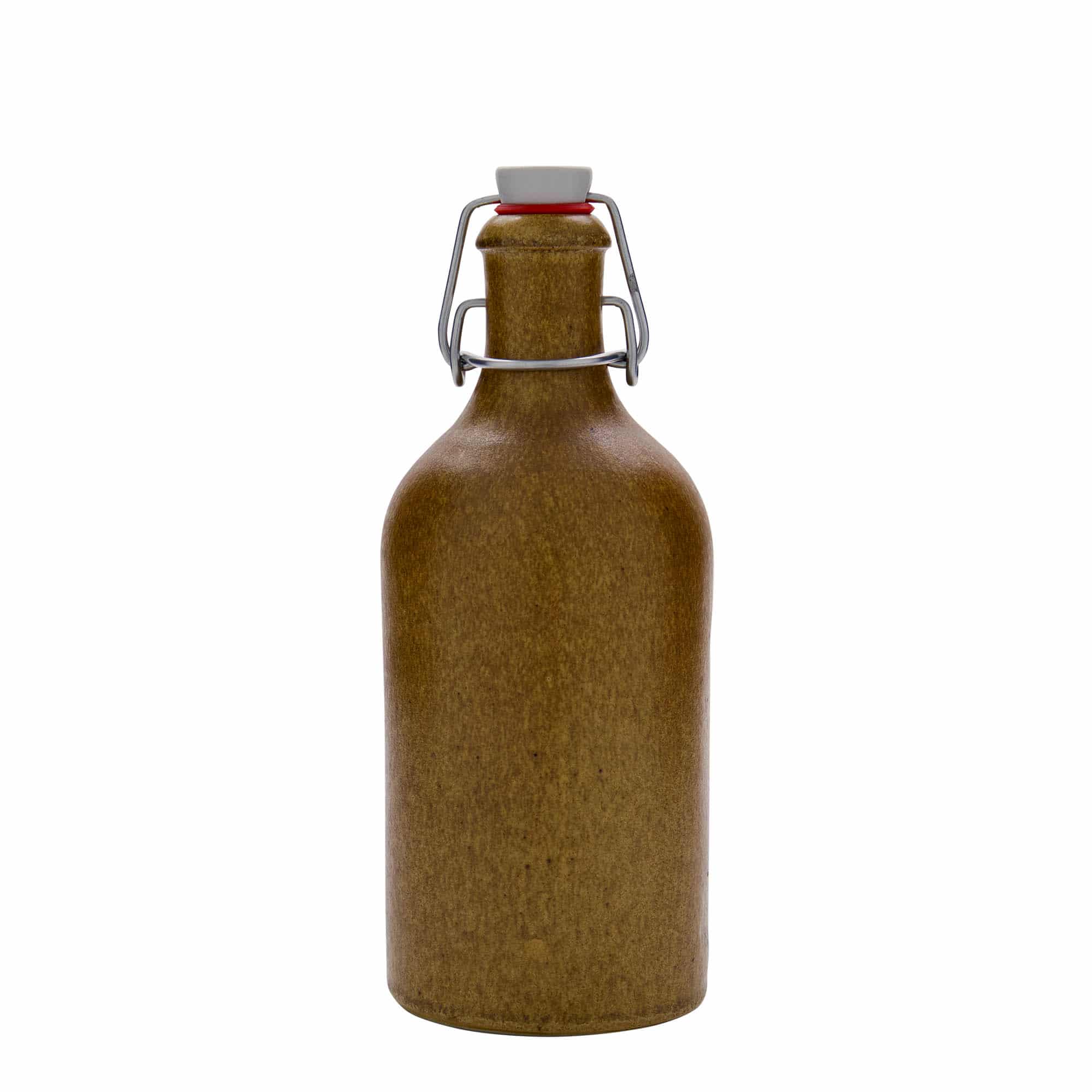 Jarra de barro de 500 ml, gres, marrón-cristal, boca: tapón mecánico