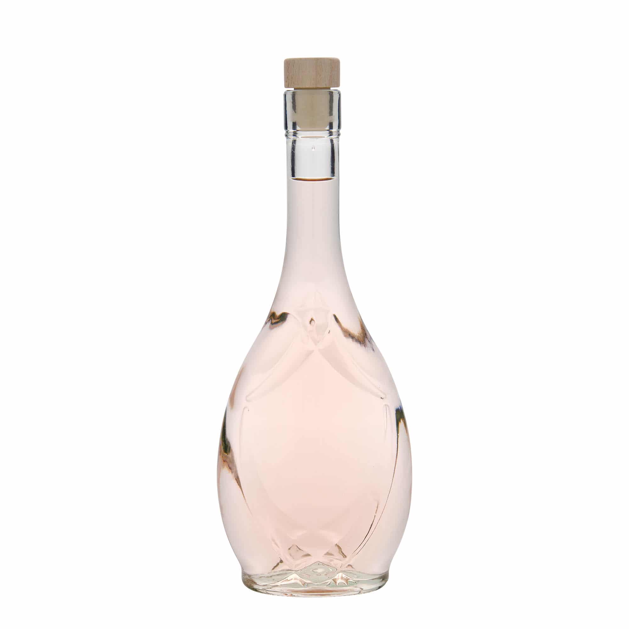 Botella de vidrio 'Saragossa' de 500 ml, ovalada, boca: corcho