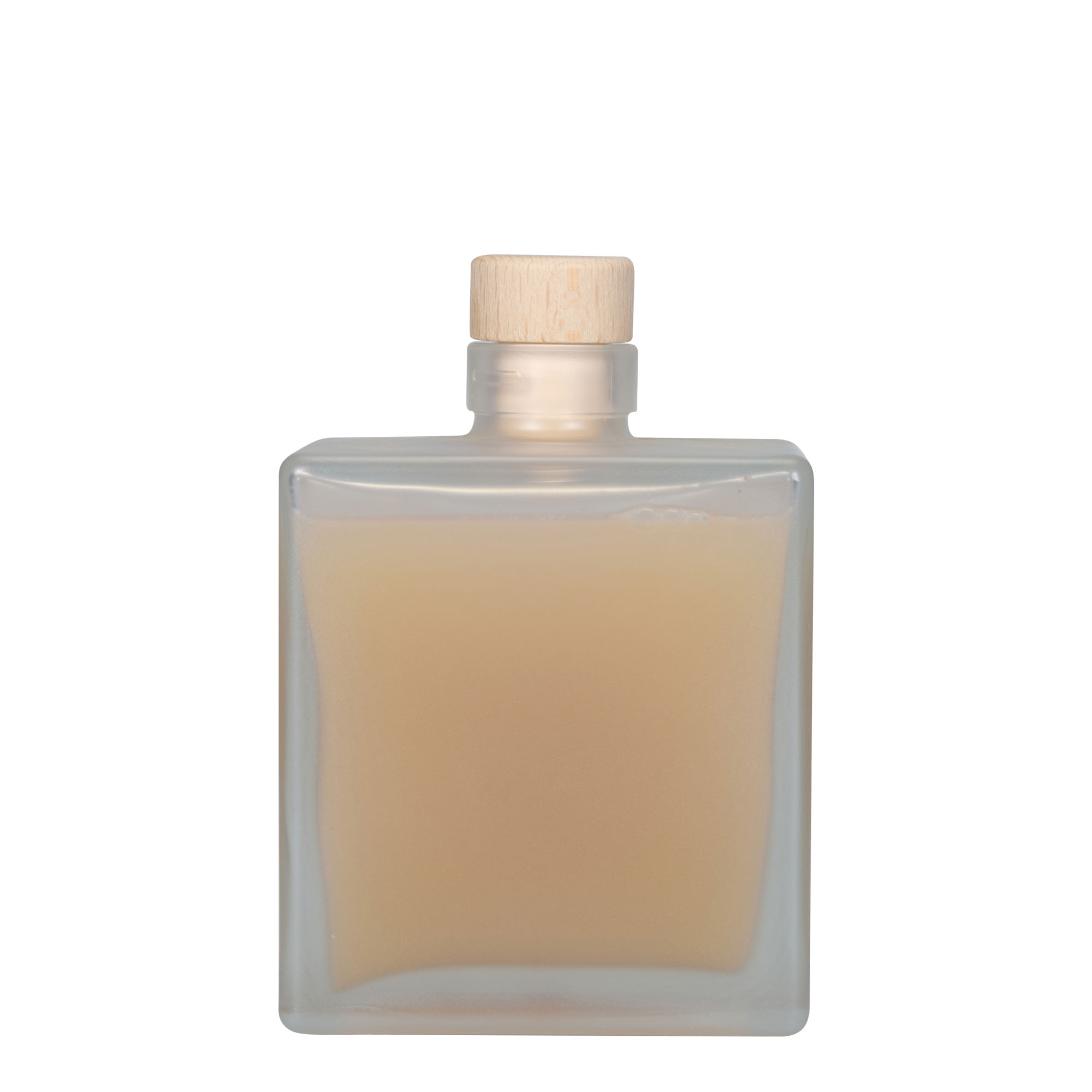 Botella de vidrio de 500 ml 'Cube', cuadrada, escarchada, boca: corcho Botella de vidrio de 500 ml 'Cube', cuadrada, escarchada, boca: corcho