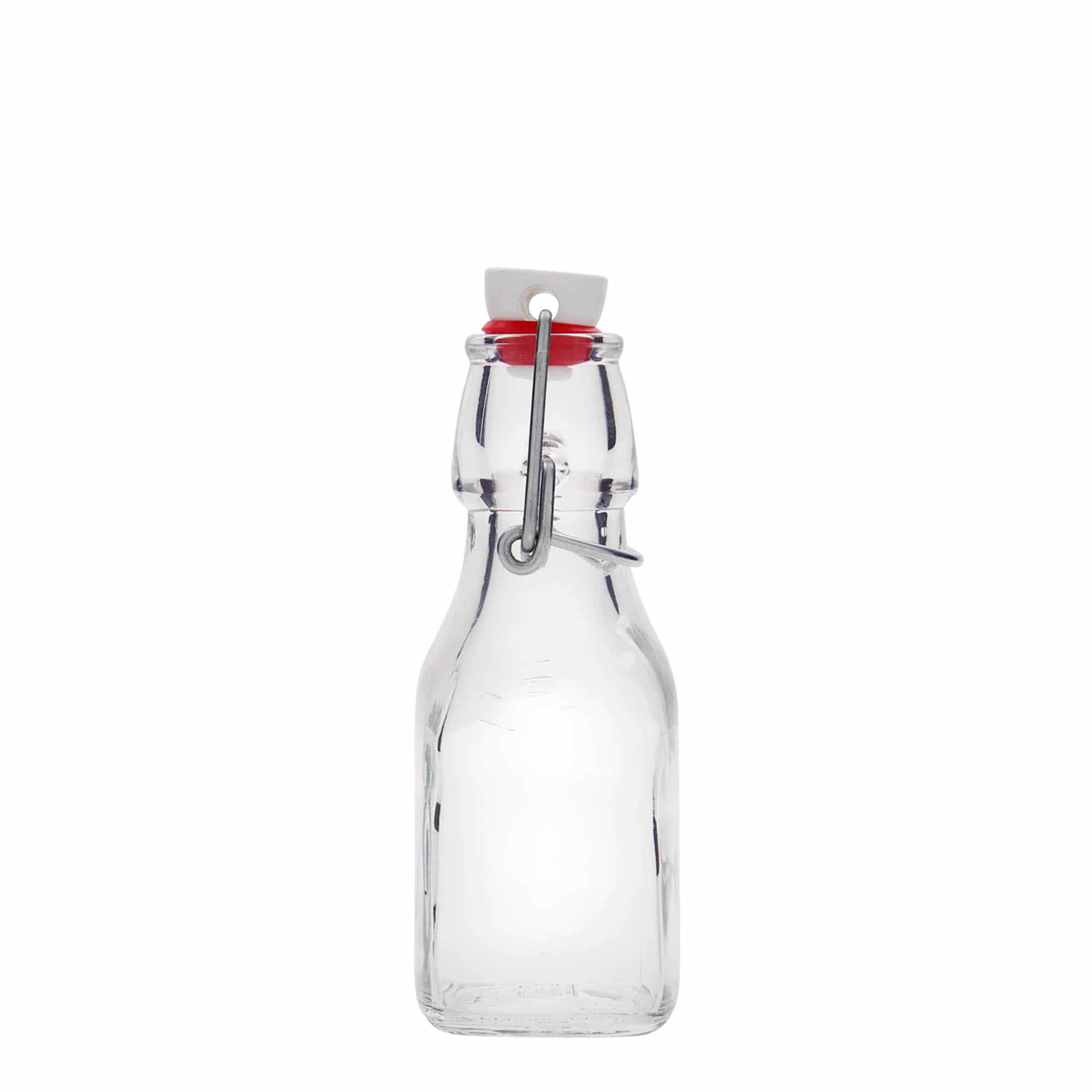Botella de vidrio de 125 ml «Swing», cuadrada, boca: cierre de palanca