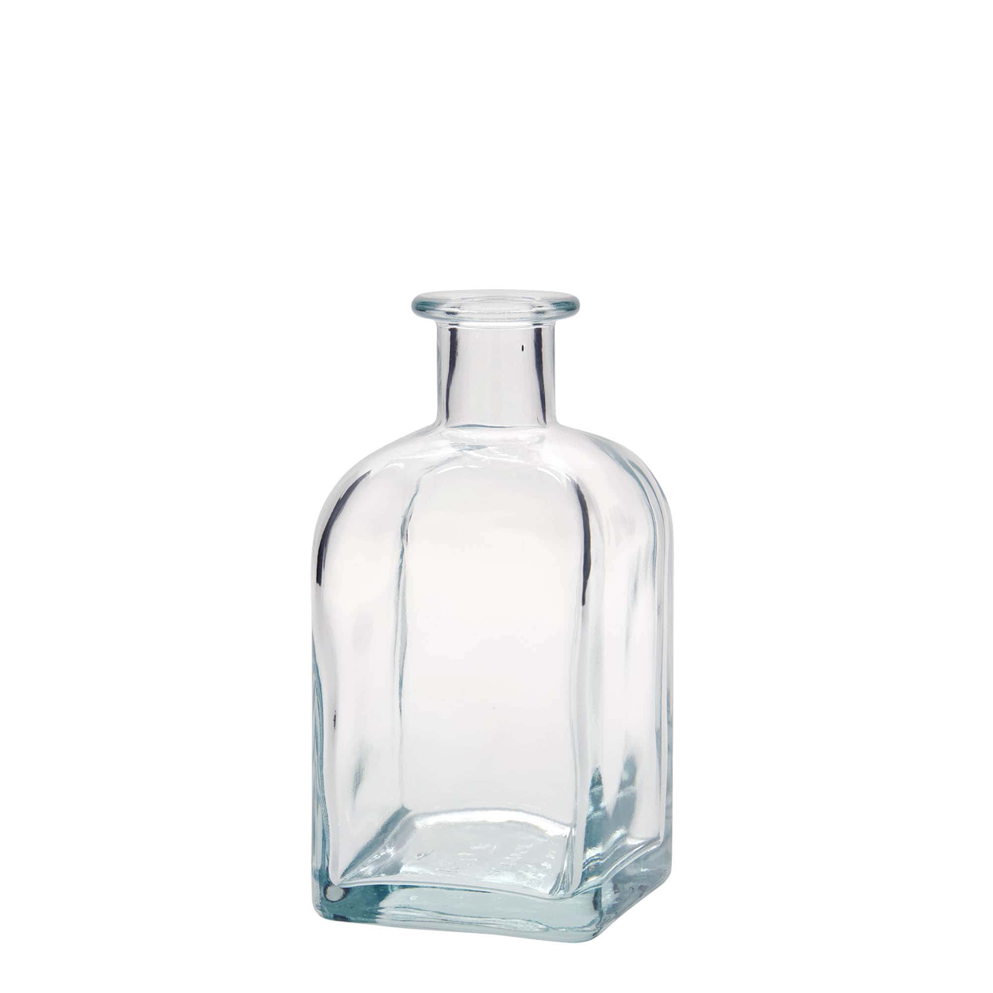 Botella de vidrio de 350 ml Apotheker Carré, cuadrada, boca: corcho