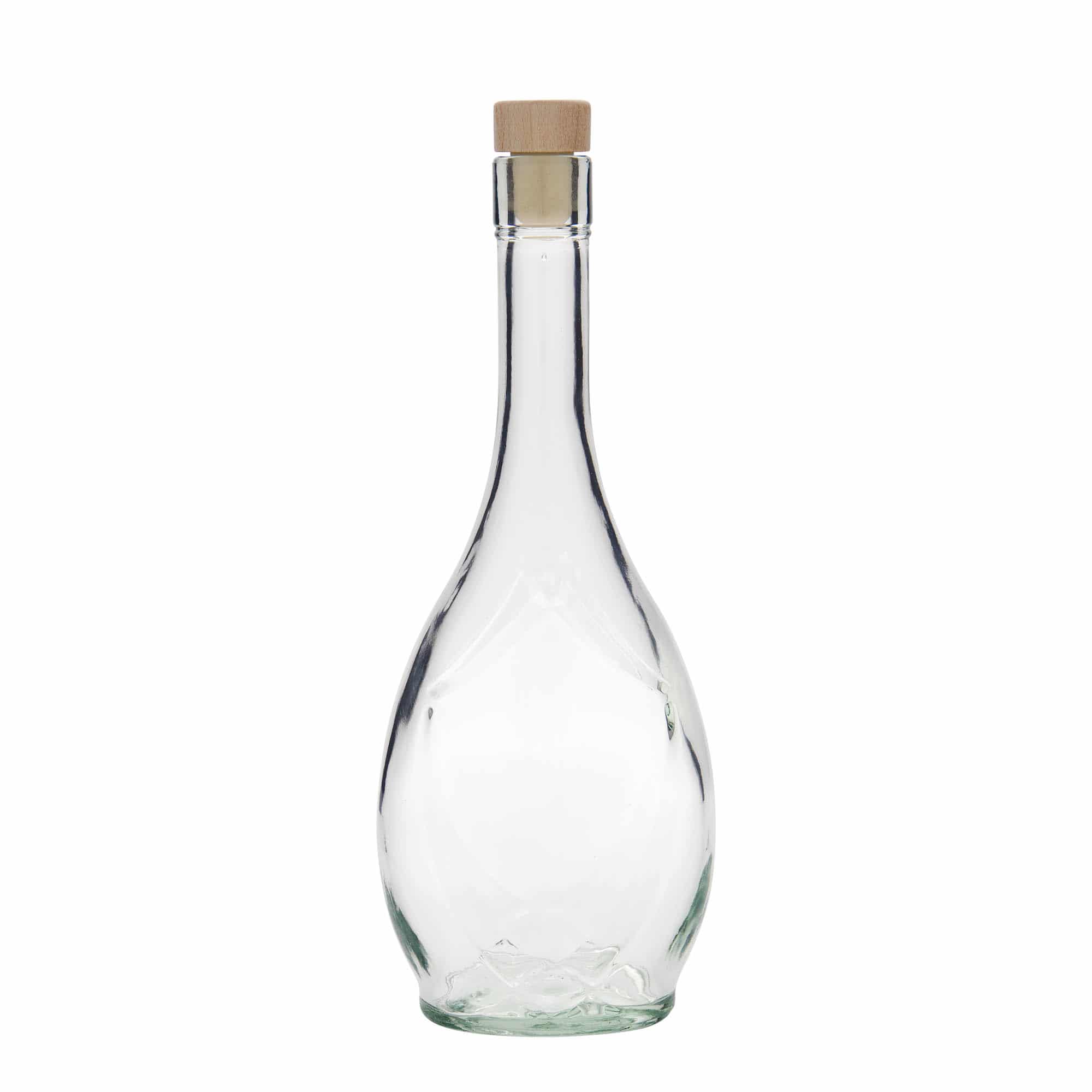 Botella de vidrio 'Saragossa' de 500 ml, ovalada, boca: corcho