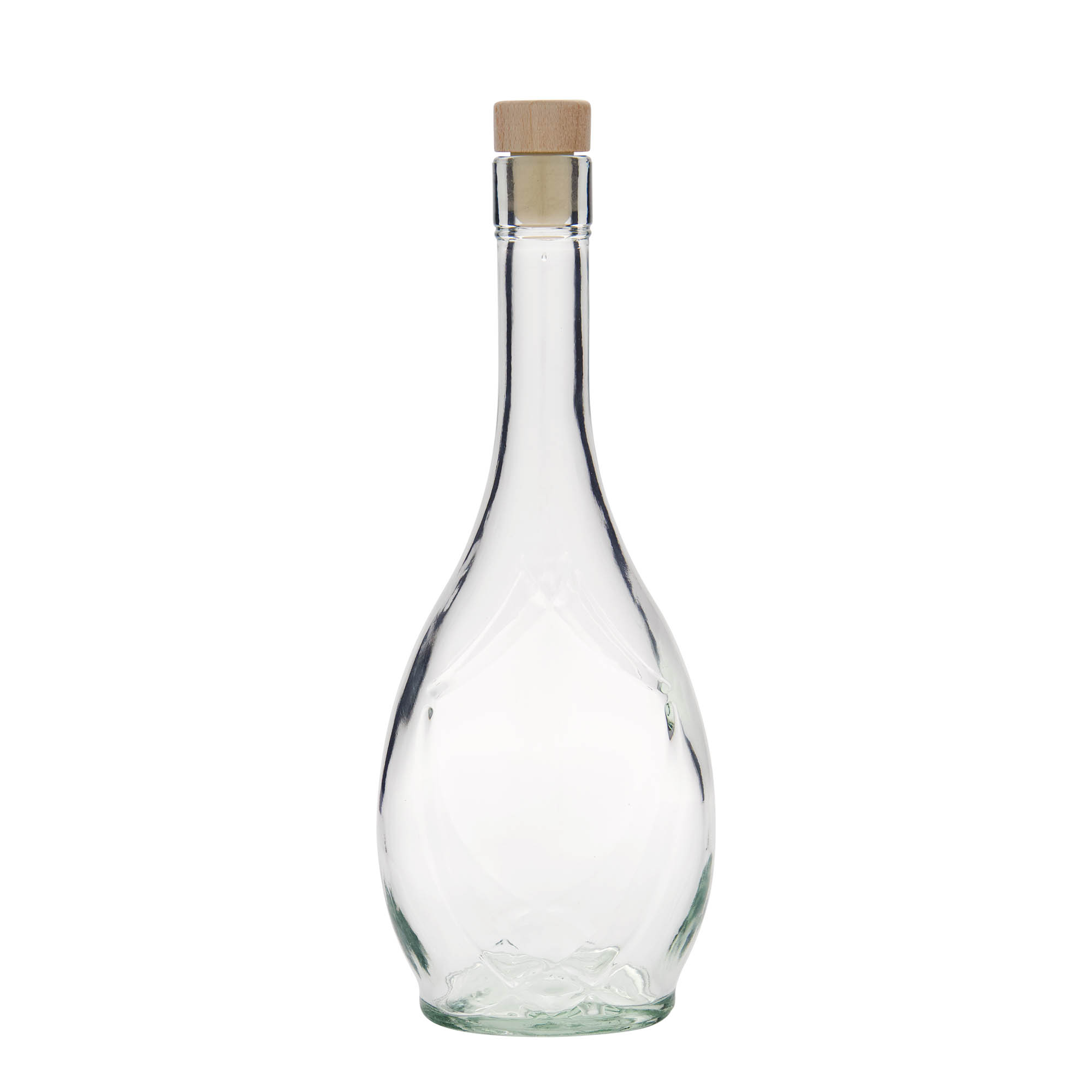 Botella de vidrio de 500 ml 'Saragossa', ovalada, boca: corcho