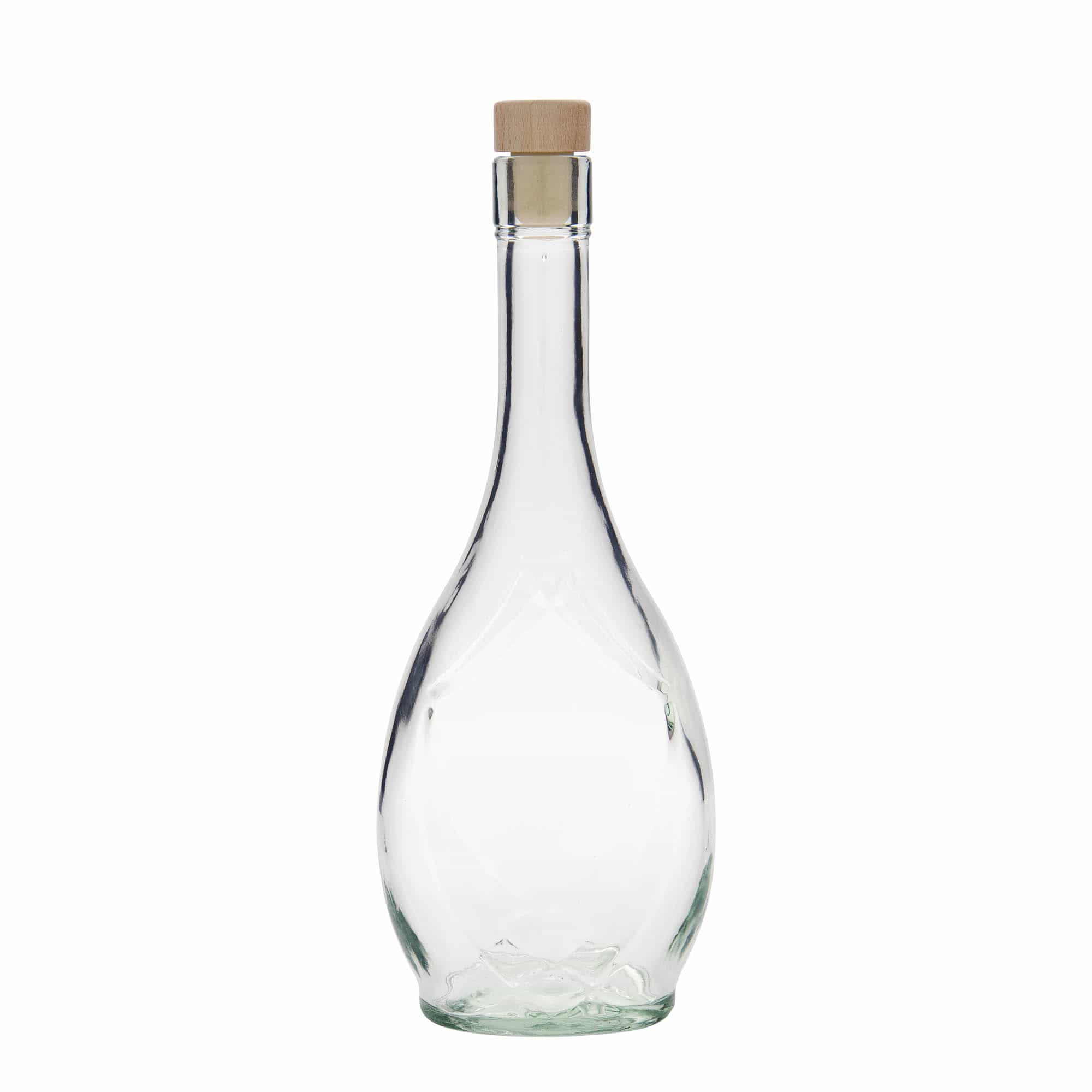 Botella de vidrio de 500 ml 'Saragossa', ovalada, boca: corcho